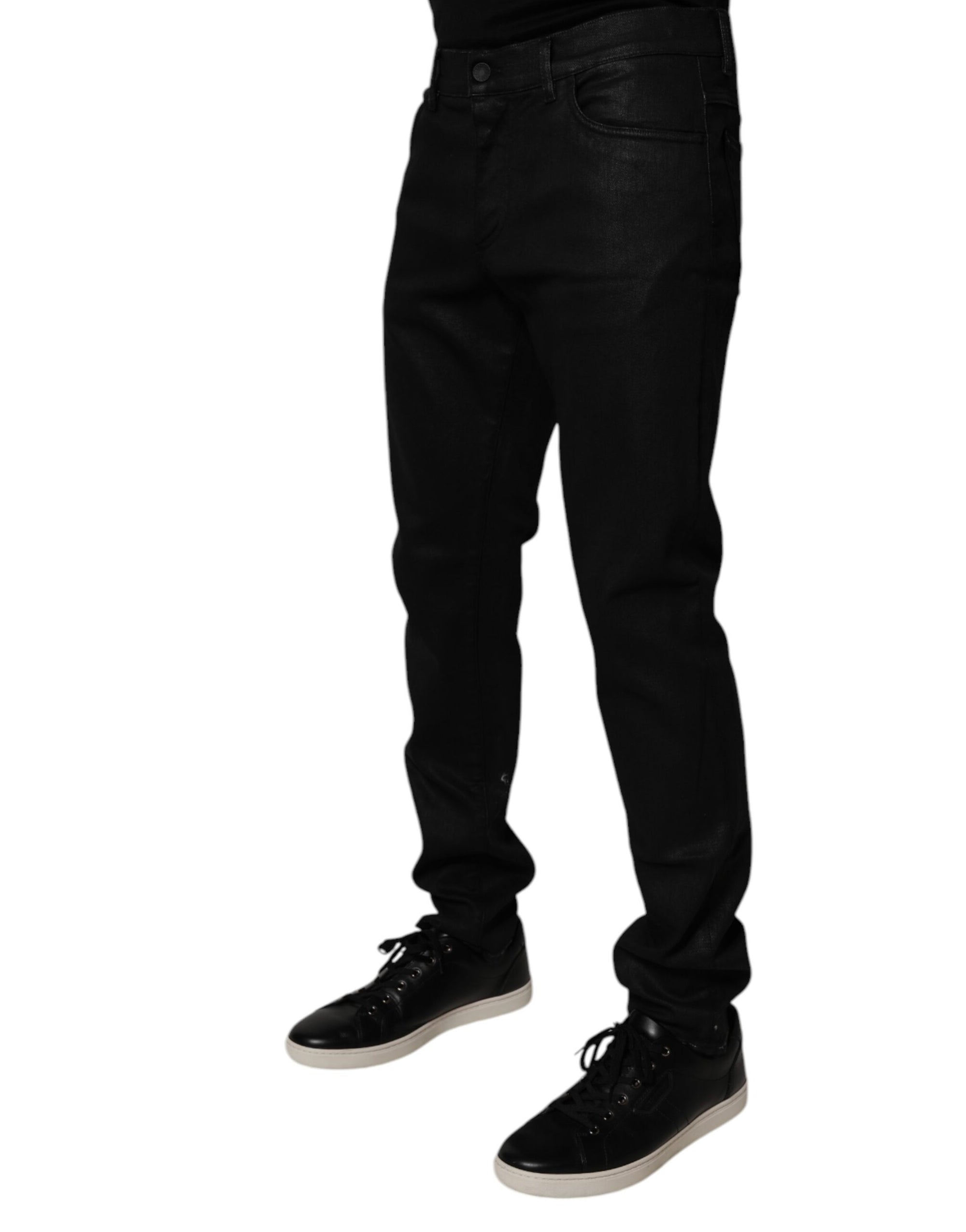 Dolce &amp; Gabbana Black Cotton Stretch Skinny Men Denim Jeans