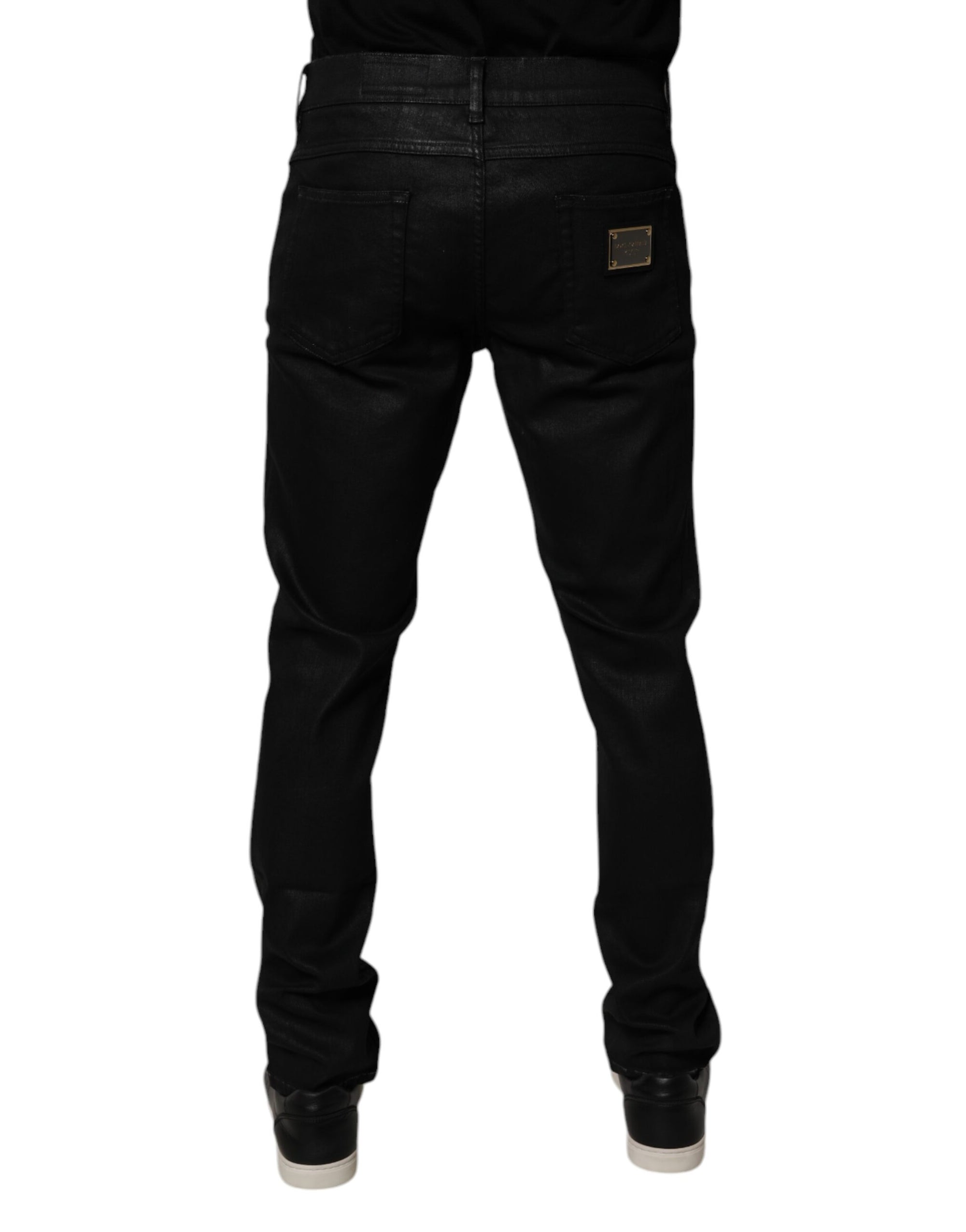 Dolce &amp; Gabbana Black Cotton Stretch Skinny Men Denim Jeans