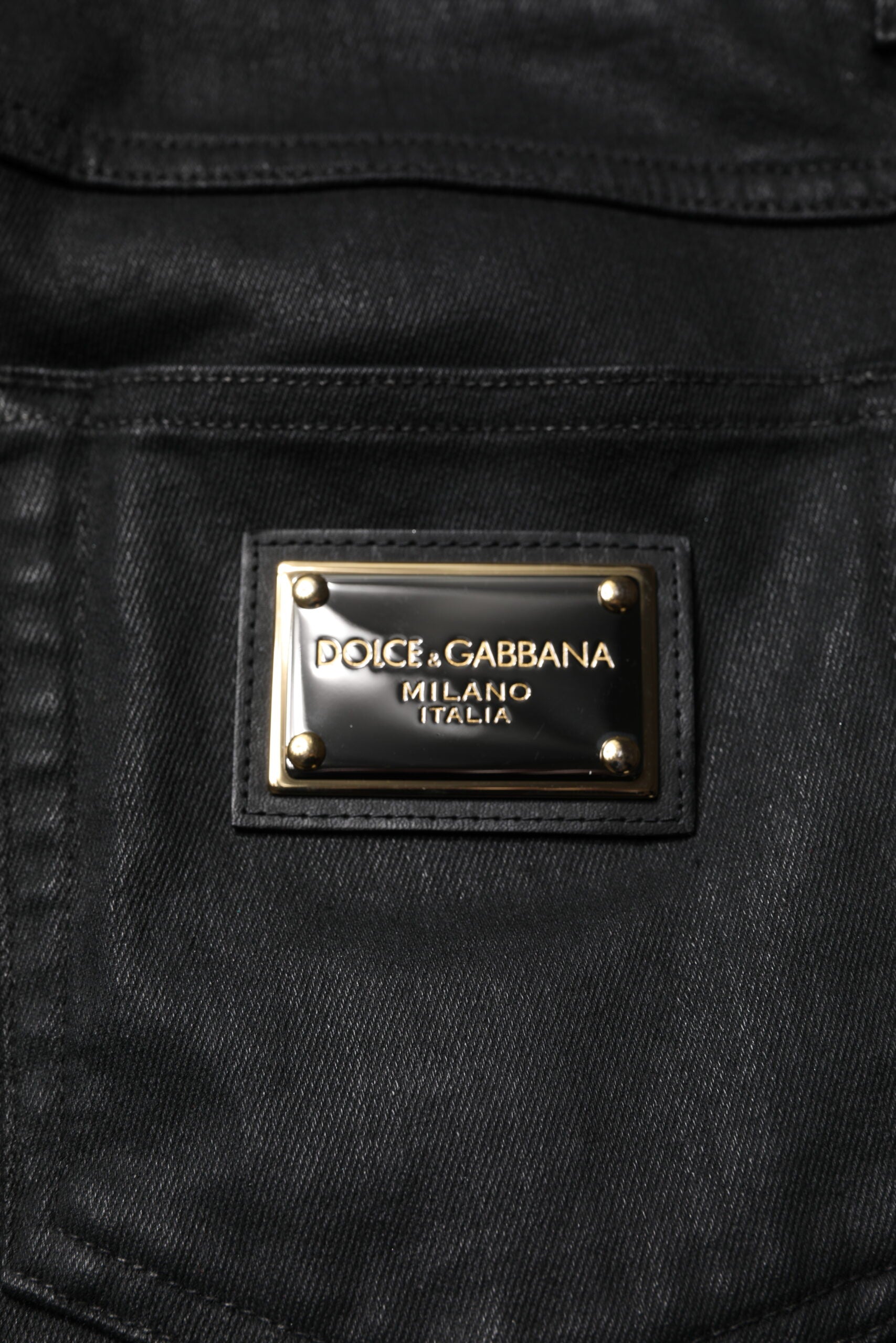 Dolce &amp; Gabbana Black Cotton Stretch Skinny Men Denim Jeans