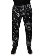 Dolce &amp; Gabbana Black Logo Bandana Cotton Loose Denim Jeans
