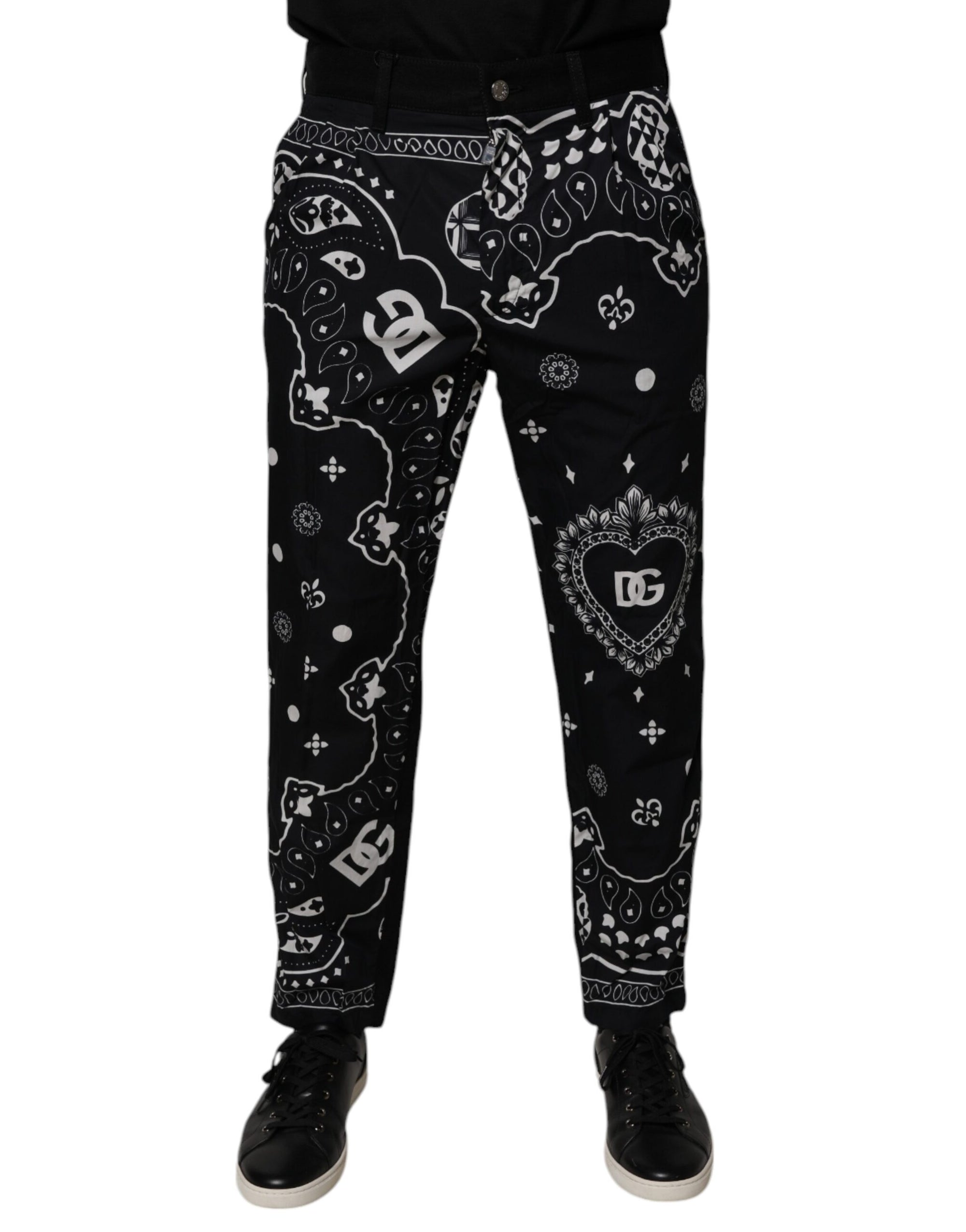 Dolce &amp; Gabbana Black Logo Bandana Cotton Loose Denim Jeans