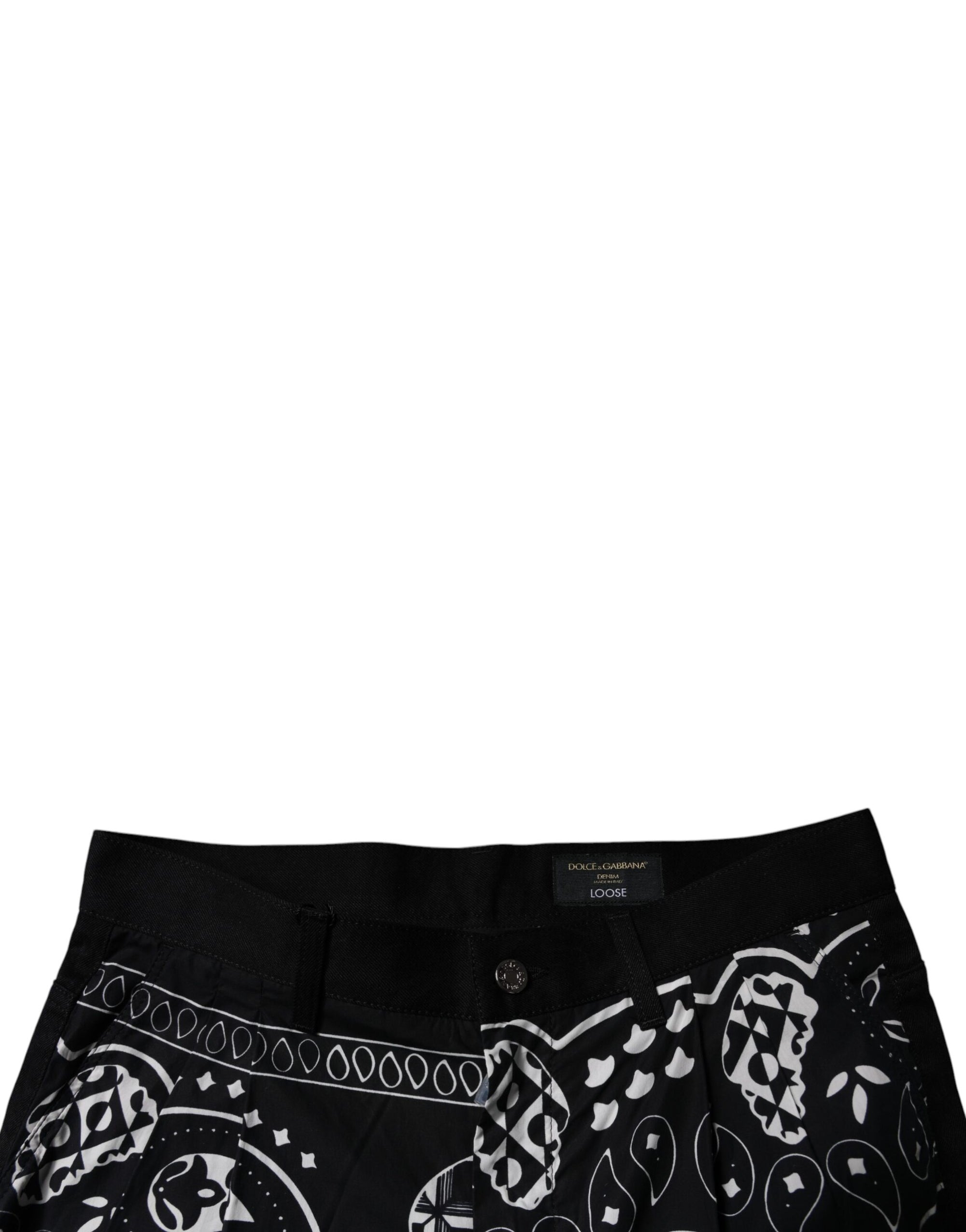 Dolce &amp; Gabbana Black Logo Bandana Cotton Loose Denim Jeans