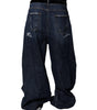 Dolce &amp; Gabbana Dark Blue Tattered Wide Leg Men Denim Jeans