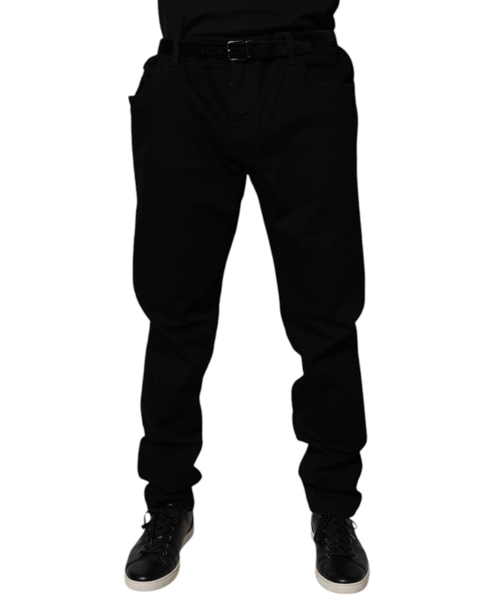 Dolce &amp; Gabbana Black Cotton Stretch Slim Fit Denim Jeans
