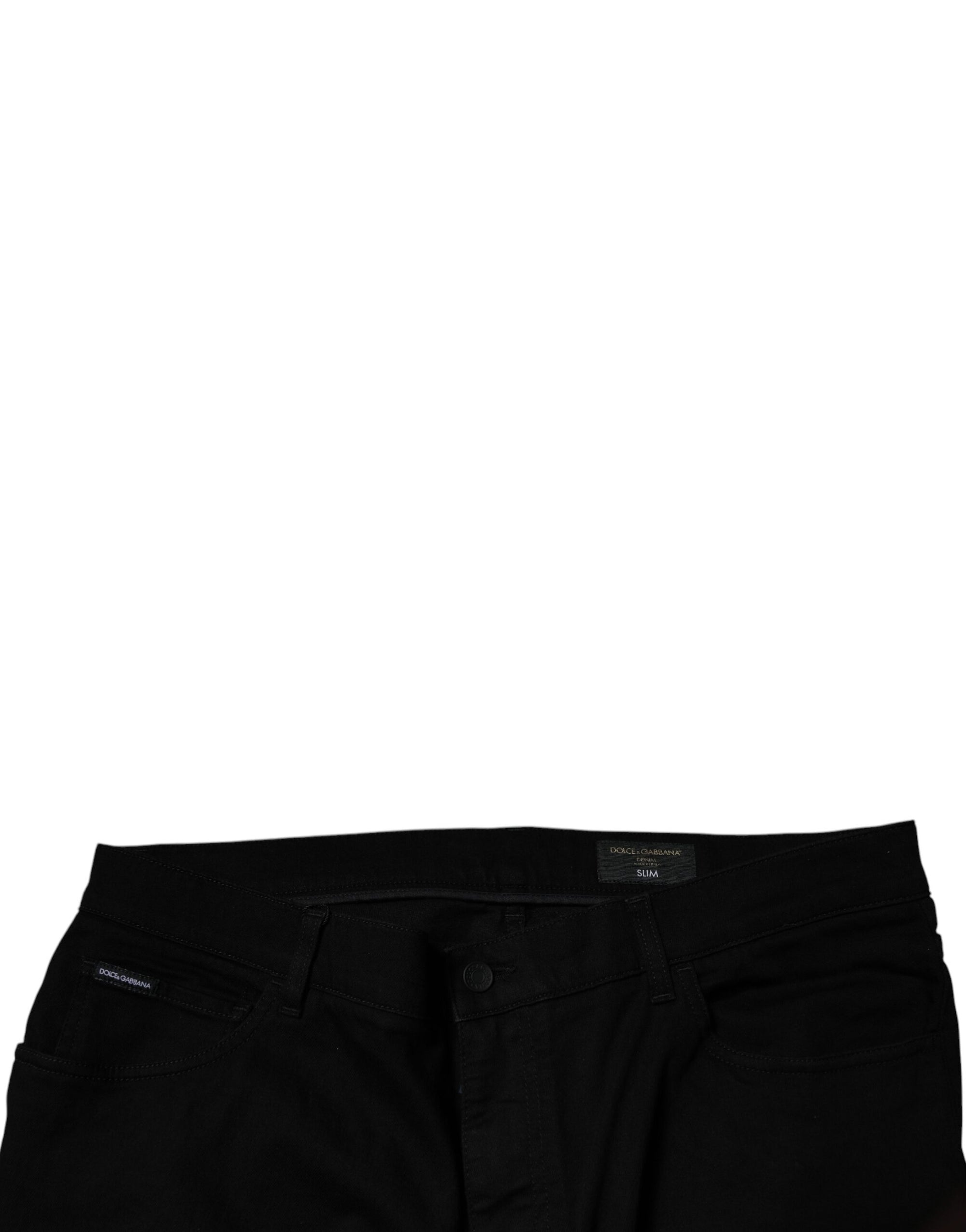 Dolce &amp; Gabbana Black Cotton Stretch Slim Fit Denim Jeans