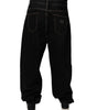 Dolce &amp; Gabbana Black Cotton Mid Waist Wide Leg Denim Jeans