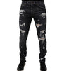 Dolce &amp; Gabbana Black Tattered Cotton Skinny Men Denim Jeans