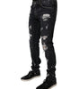 Dolce &amp; Gabbana Black Tattered Cotton Skinny Men Denim Jeans