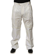 Dolce &amp; Gabbana White Linen Mid Waist Straight Men Denim Jeans