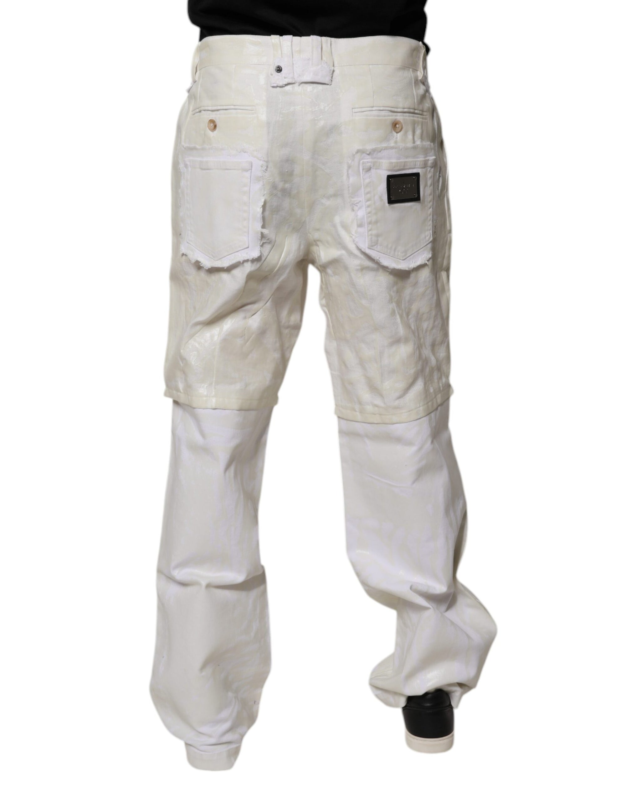 Dolce &amp; Gabbana White Linen Mid Waist Straight Men Denim Jeans