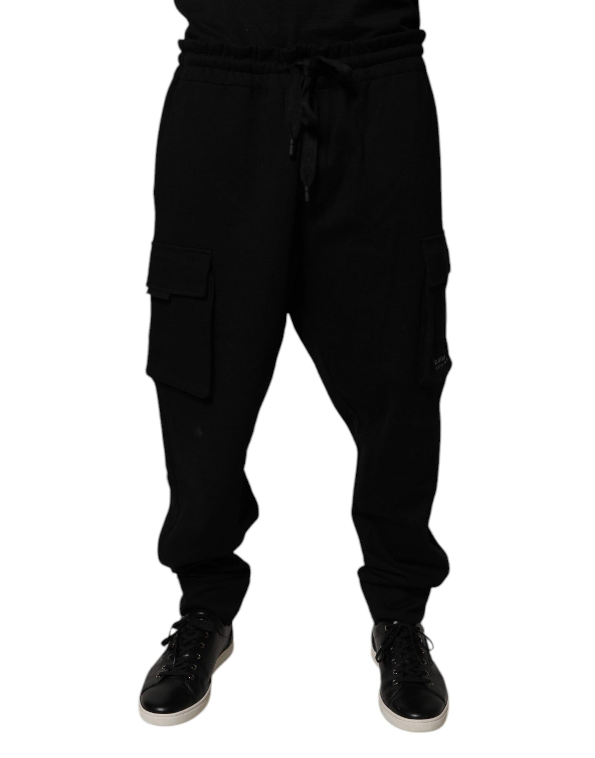 Dolce &amp; Gabbana Black Cotton Jogger Cargo Sweatpants Pants