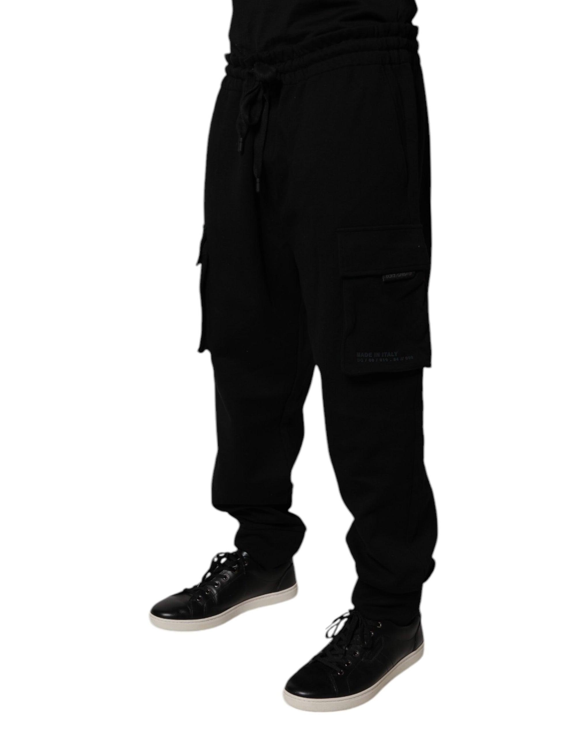 Dolce &amp; Gabbana Black Cotton Jogger Cargo Sweatpants Pants