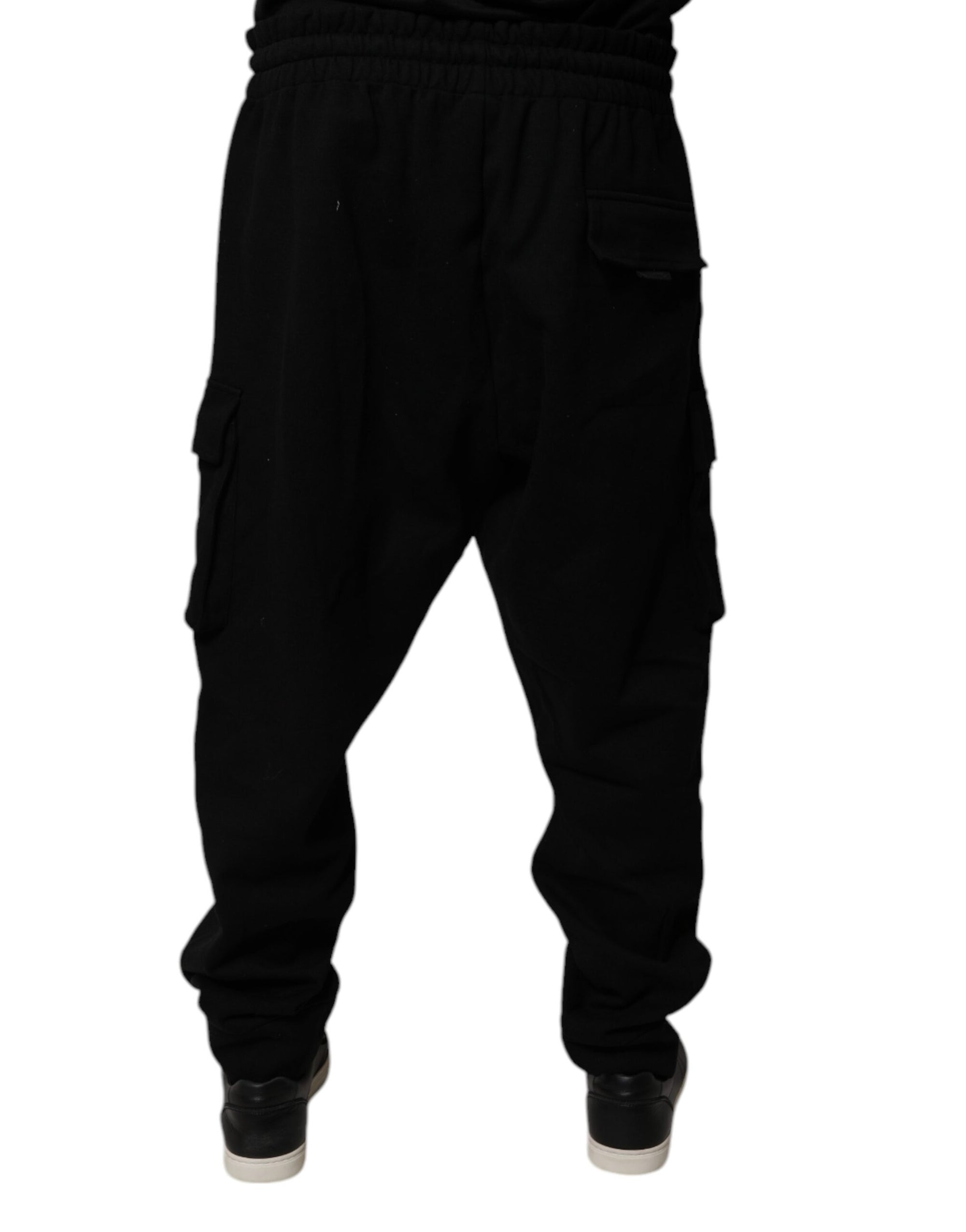 Dolce &amp; Gabbana Black Cotton Jogger Cargo Sweatpants Pants