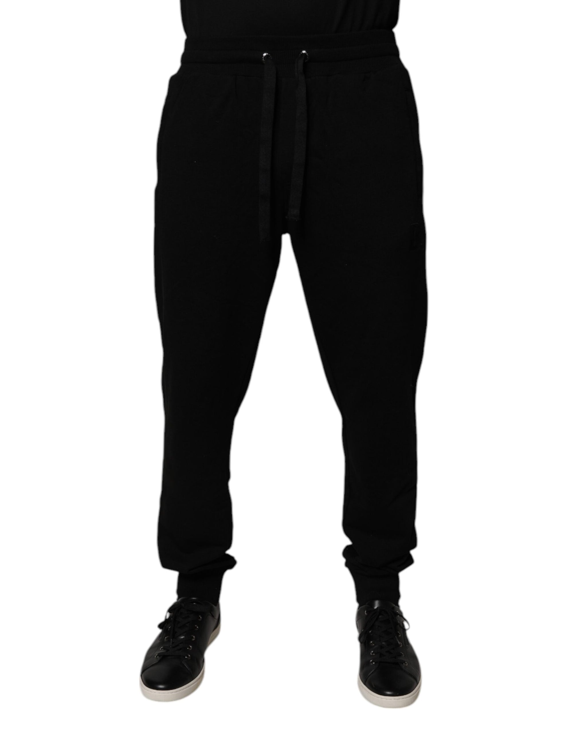 Dolce &amp; Gabbana Black Cotton Mid Waist Jogger Sweatpants Pants
