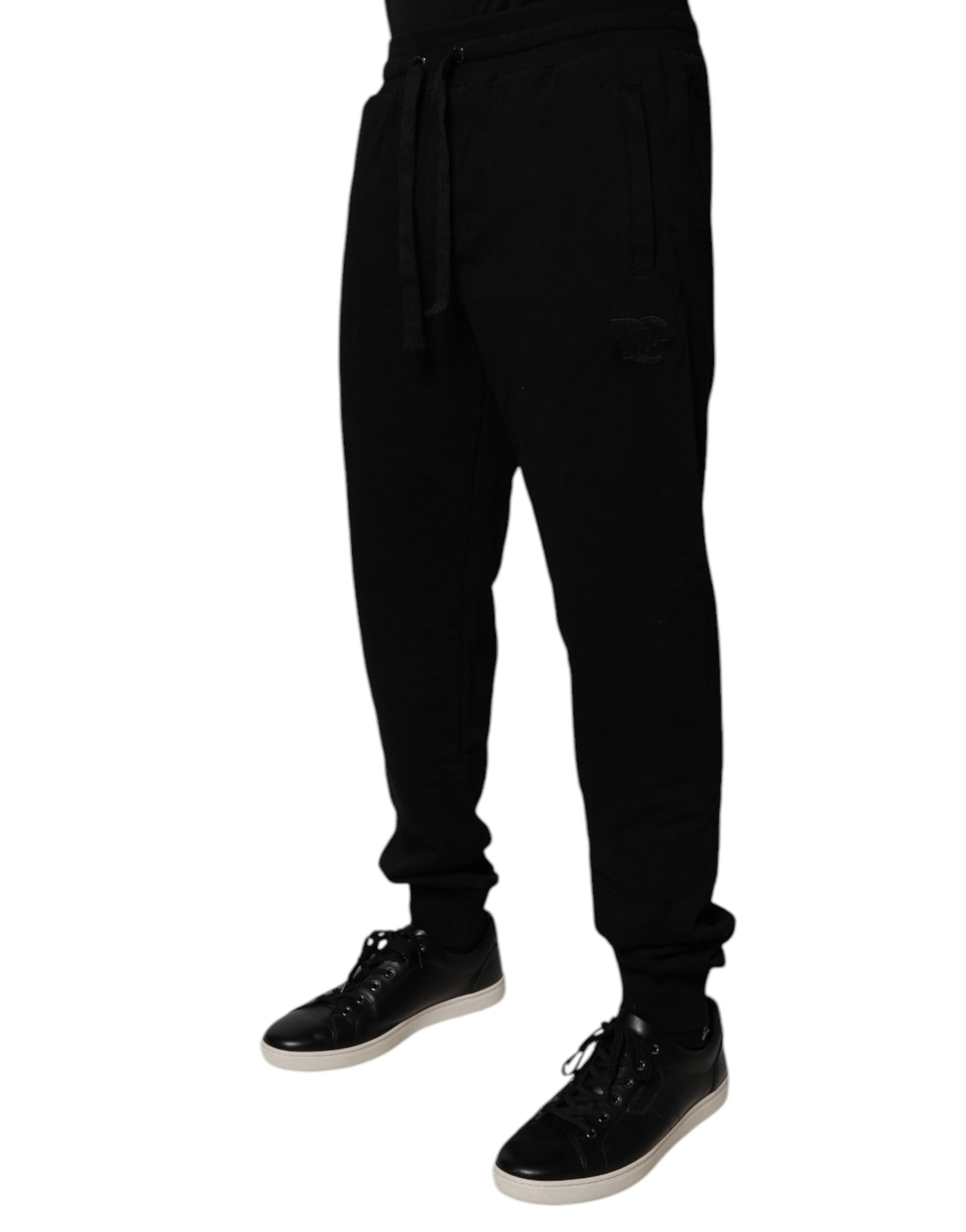 Dolce &amp; Gabbana Black Cotton Mid Waist Jogger Sweatpants Pants