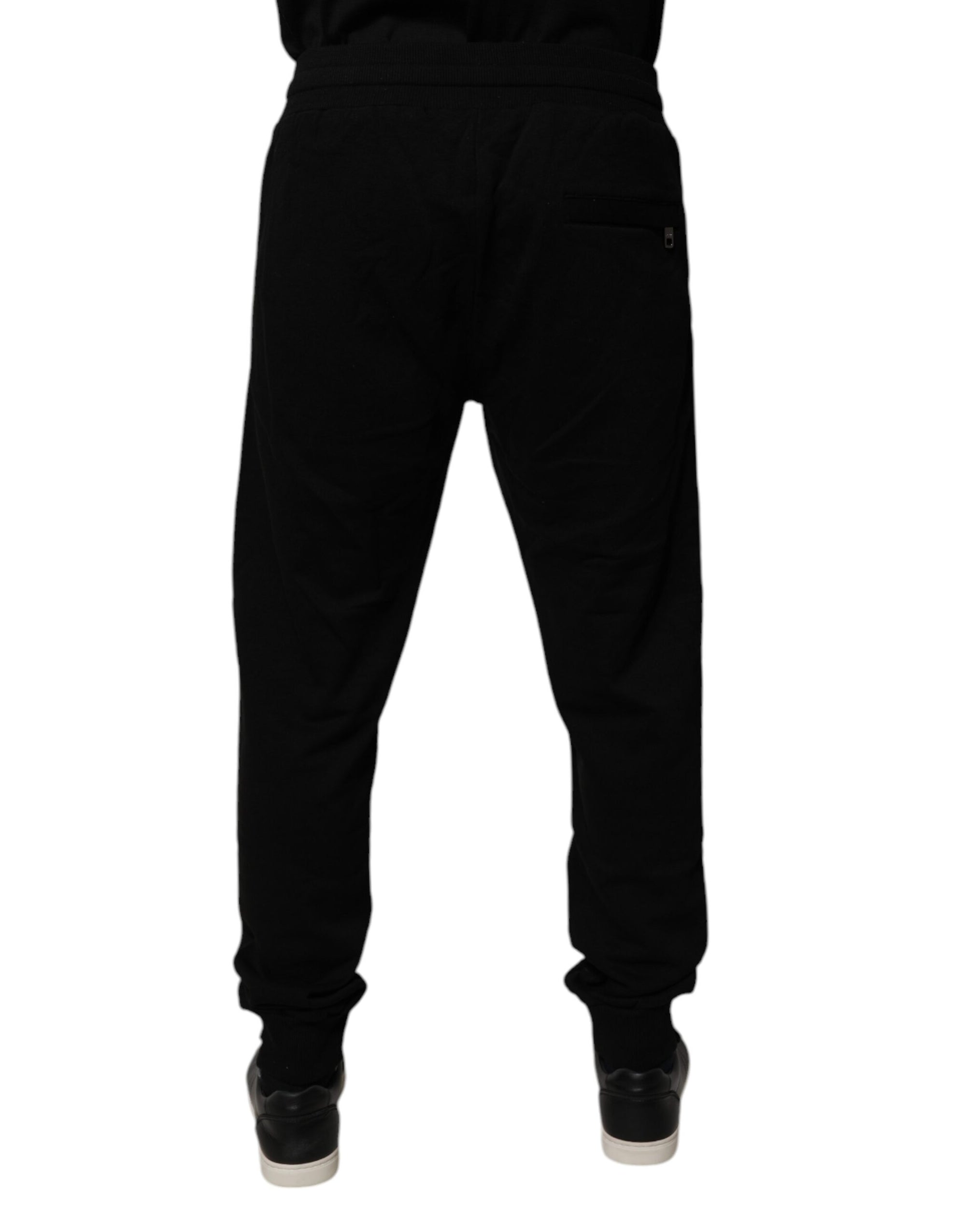 Dolce &amp; Gabbana Black Cotton Mid Waist Jogger Sweatpants Pants