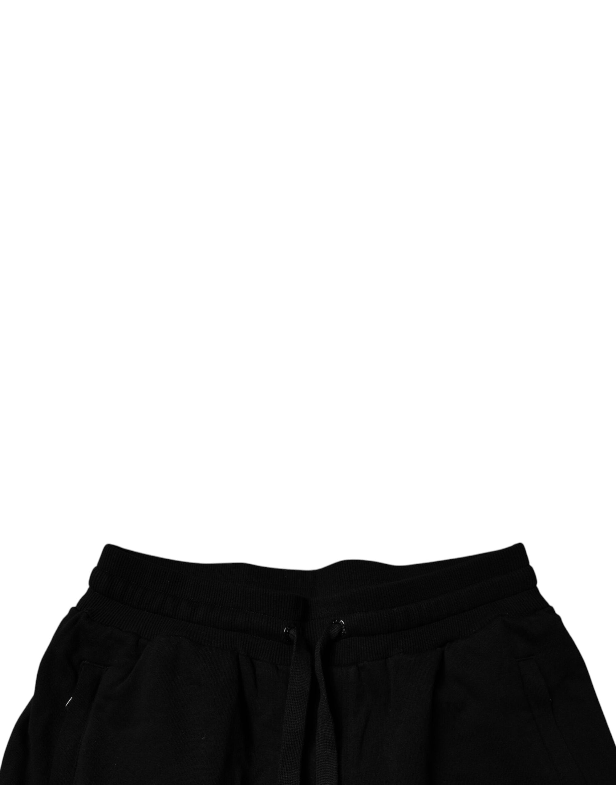 Dolce &amp; Gabbana Black Cotton Mid Waist Jogger Sweatpants Pants