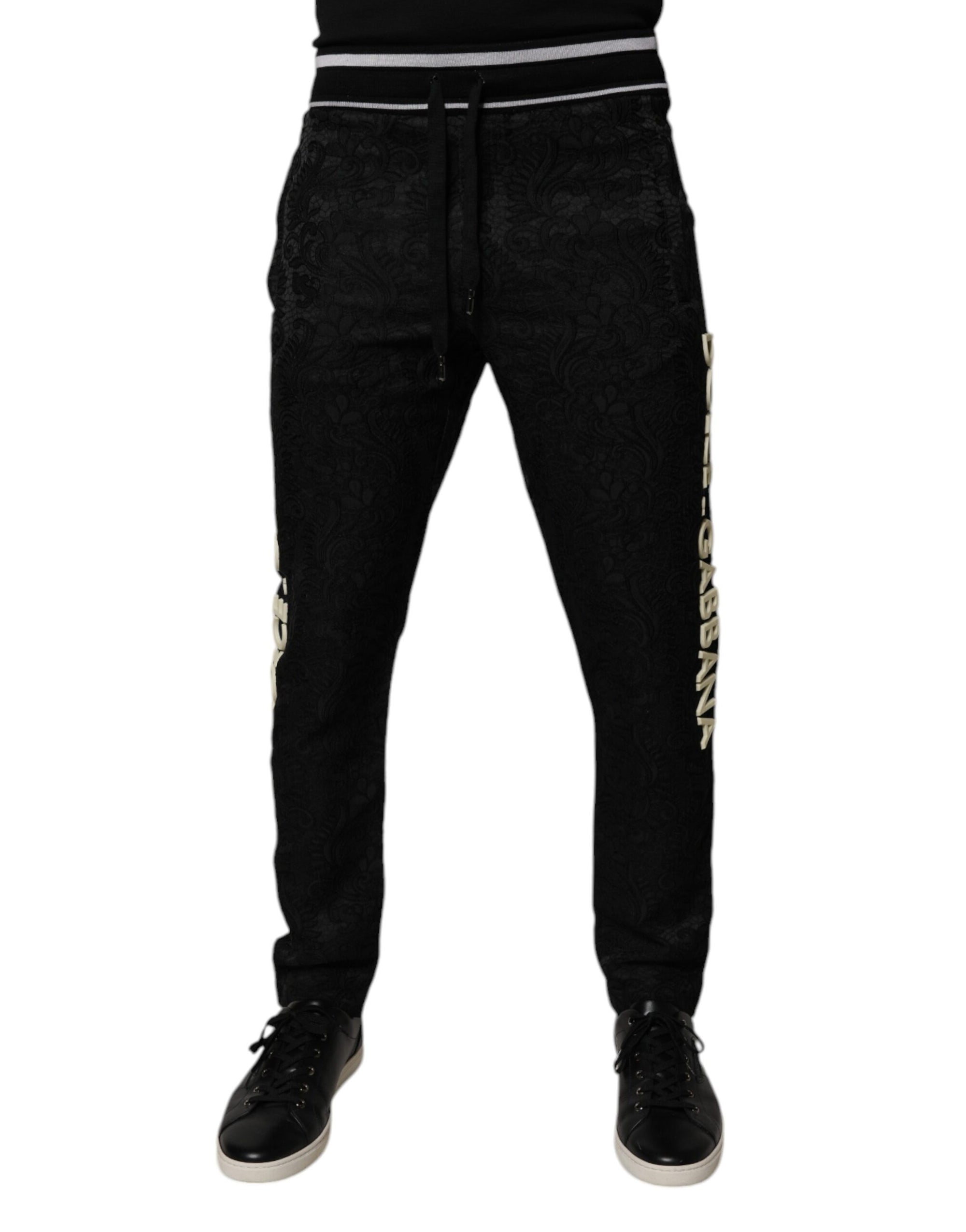 Dolce &amp; Gabbana Black Mid Waist Jogger Men Sweatpants Pants