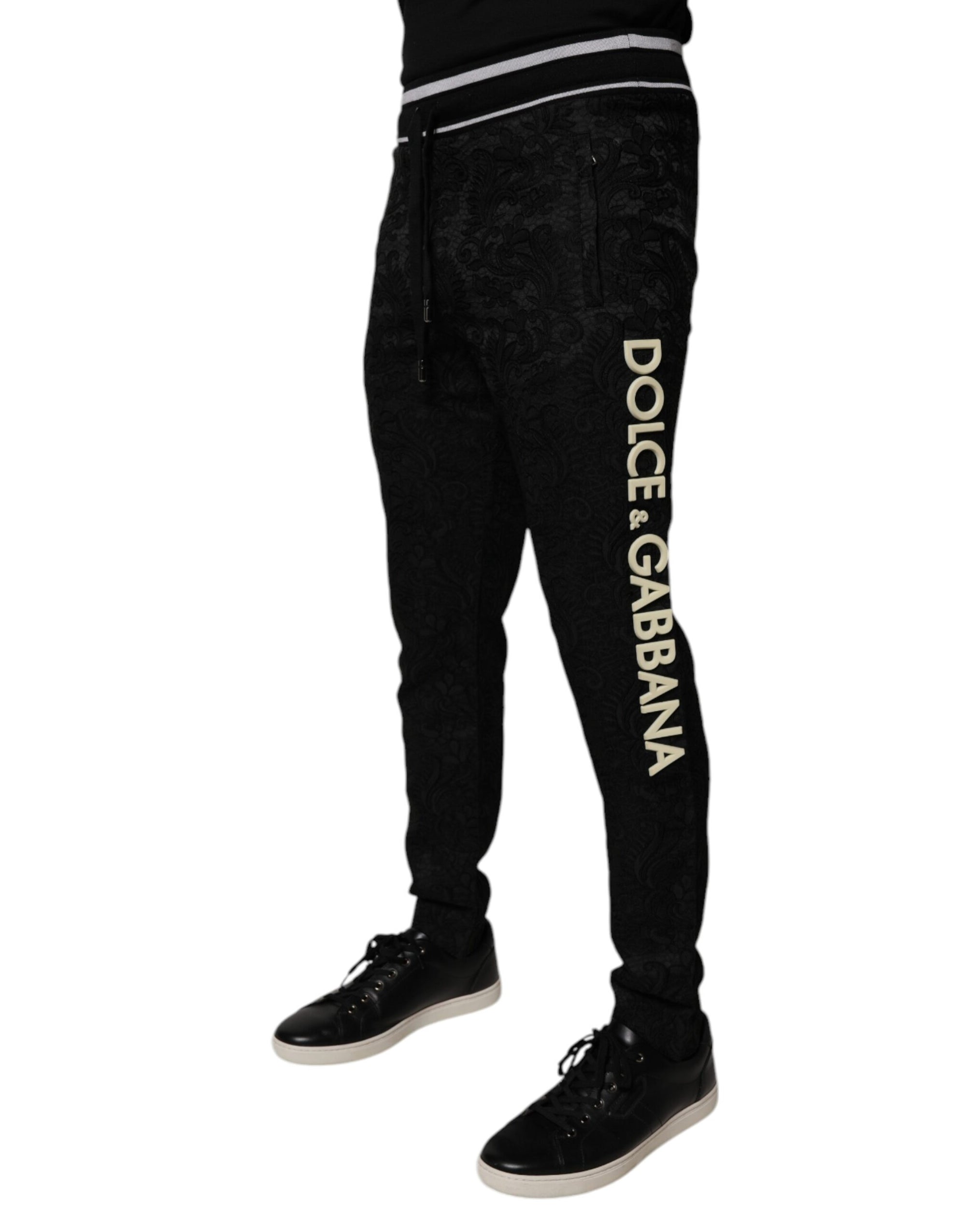 Dolce &amp; Gabbana Black Mid Waist Jogger Men Sweatpants Pants