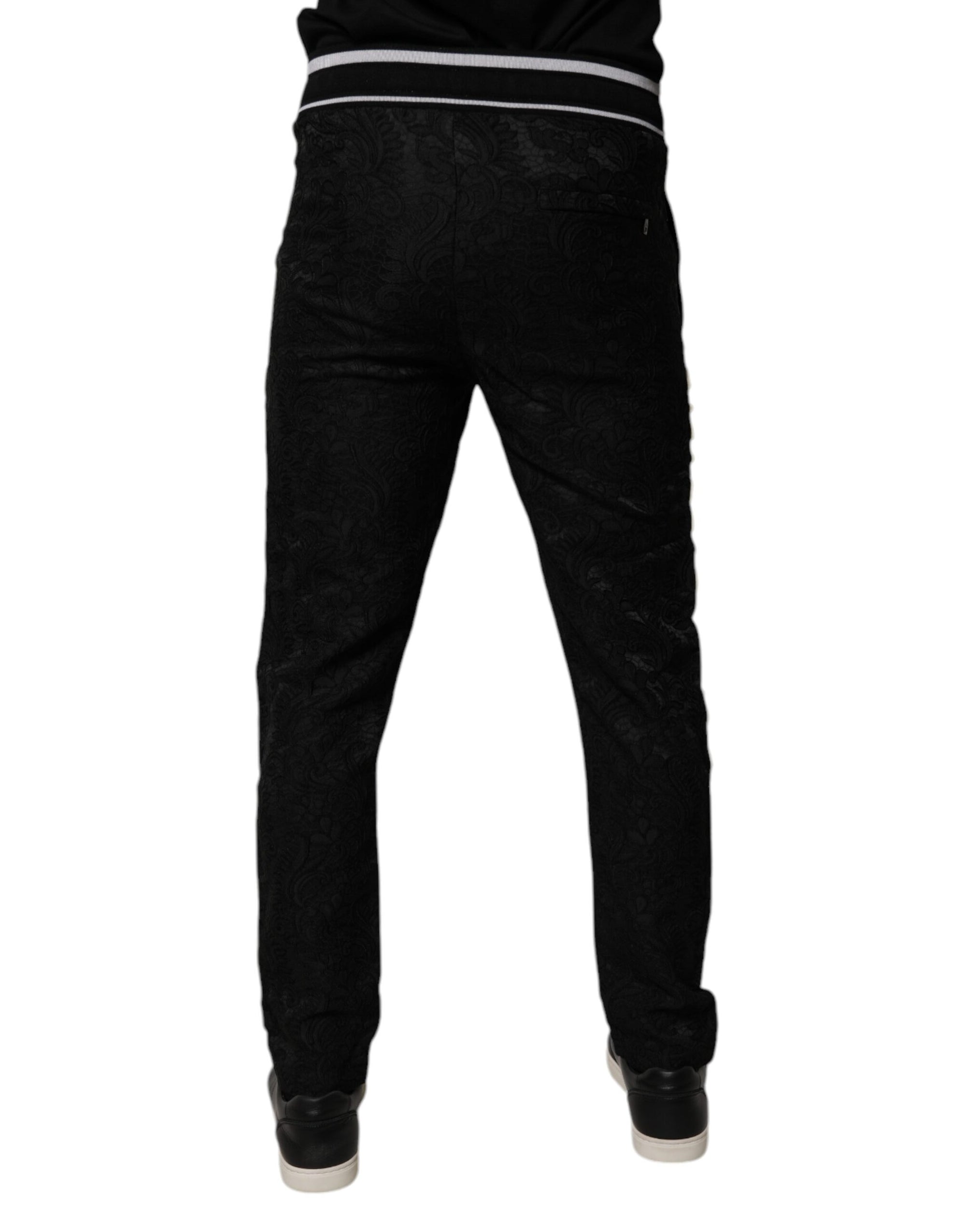 Dolce &amp; Gabbana Black Mid Waist Jogger Men Sweatpants Pants