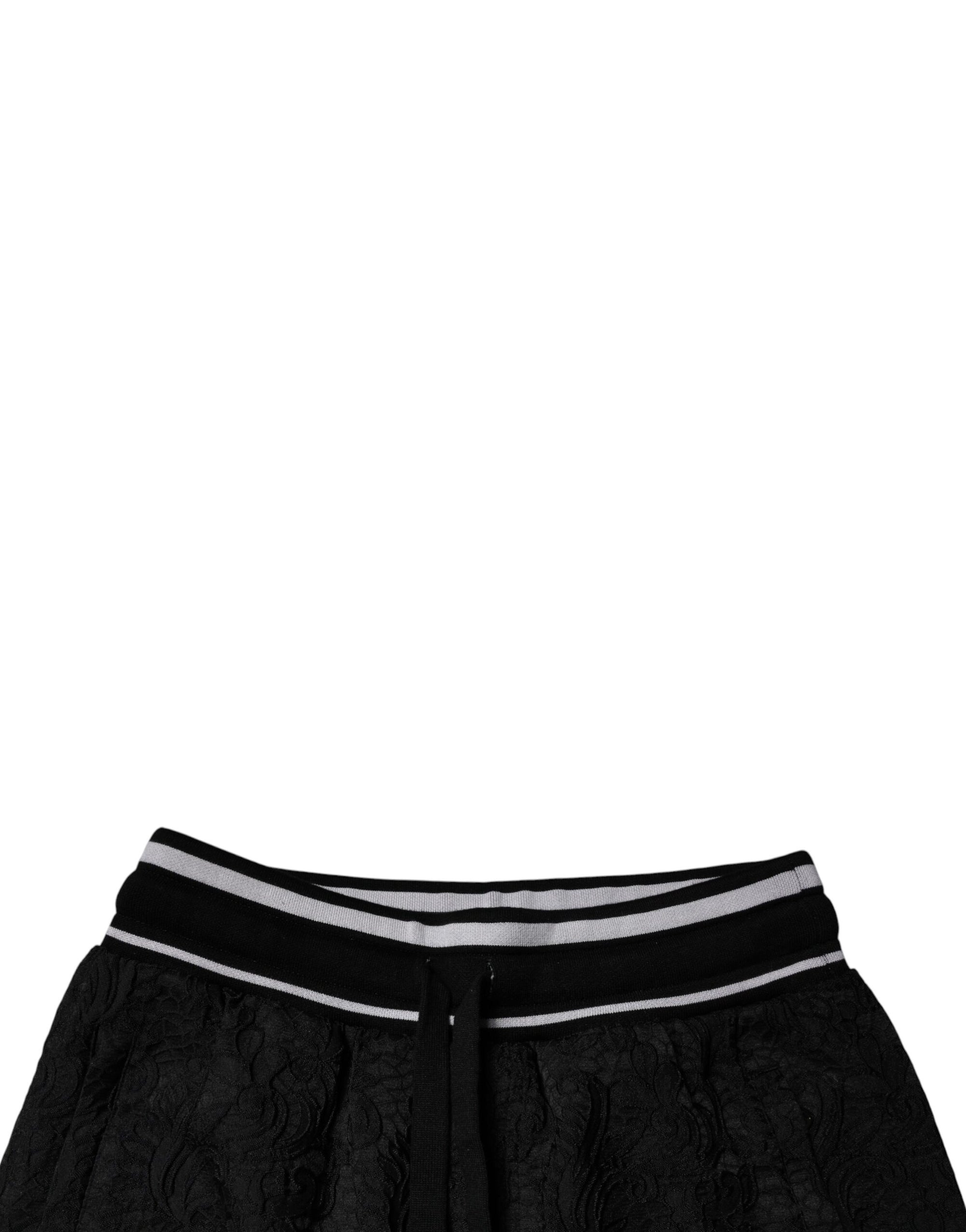 Dolce &amp; Gabbana Black Mid Waist Jogger Men Sweatpants Pants