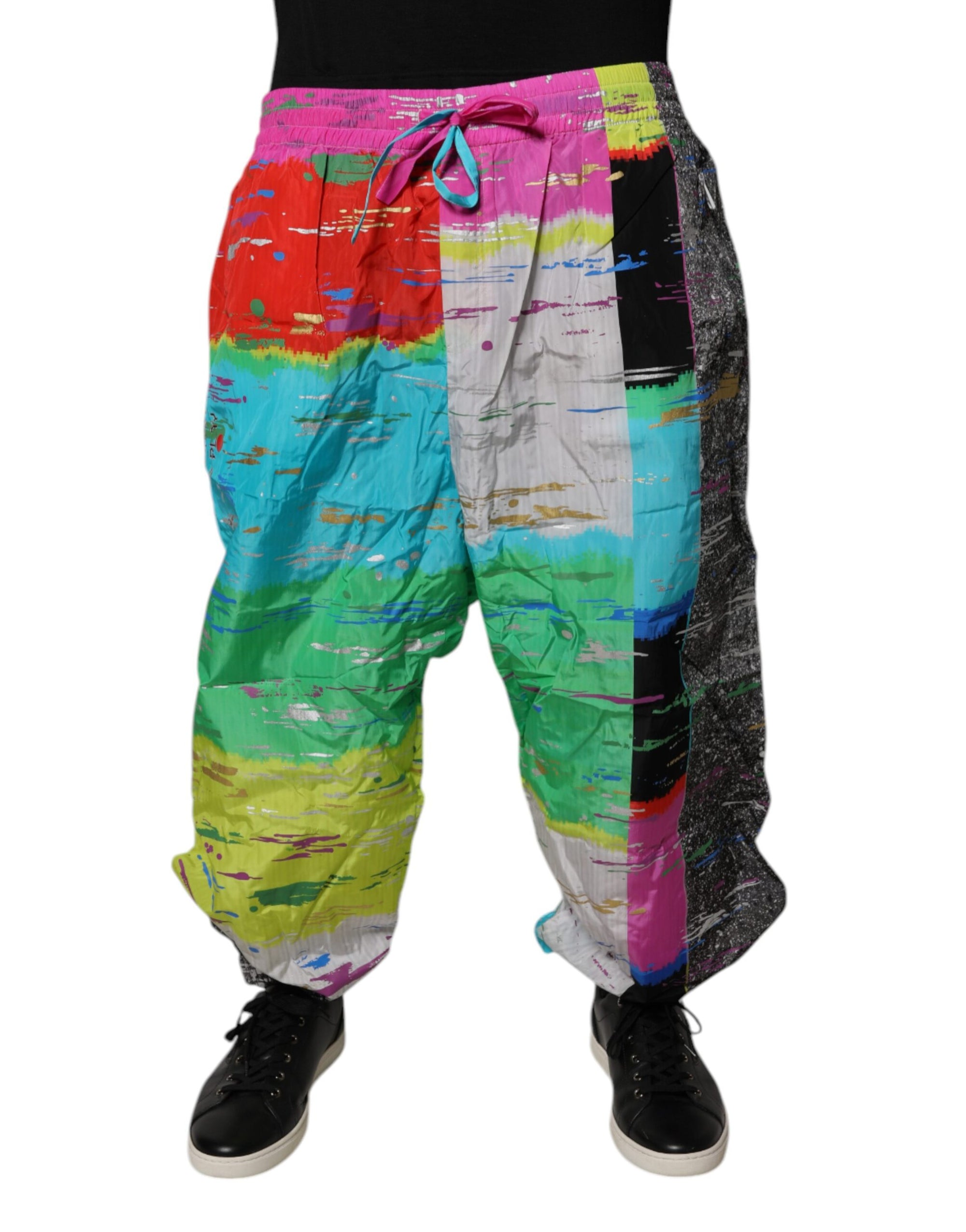 Dolce &amp; Gabbana Multicolor Patchwork Mid Waist Sweatpants Pants