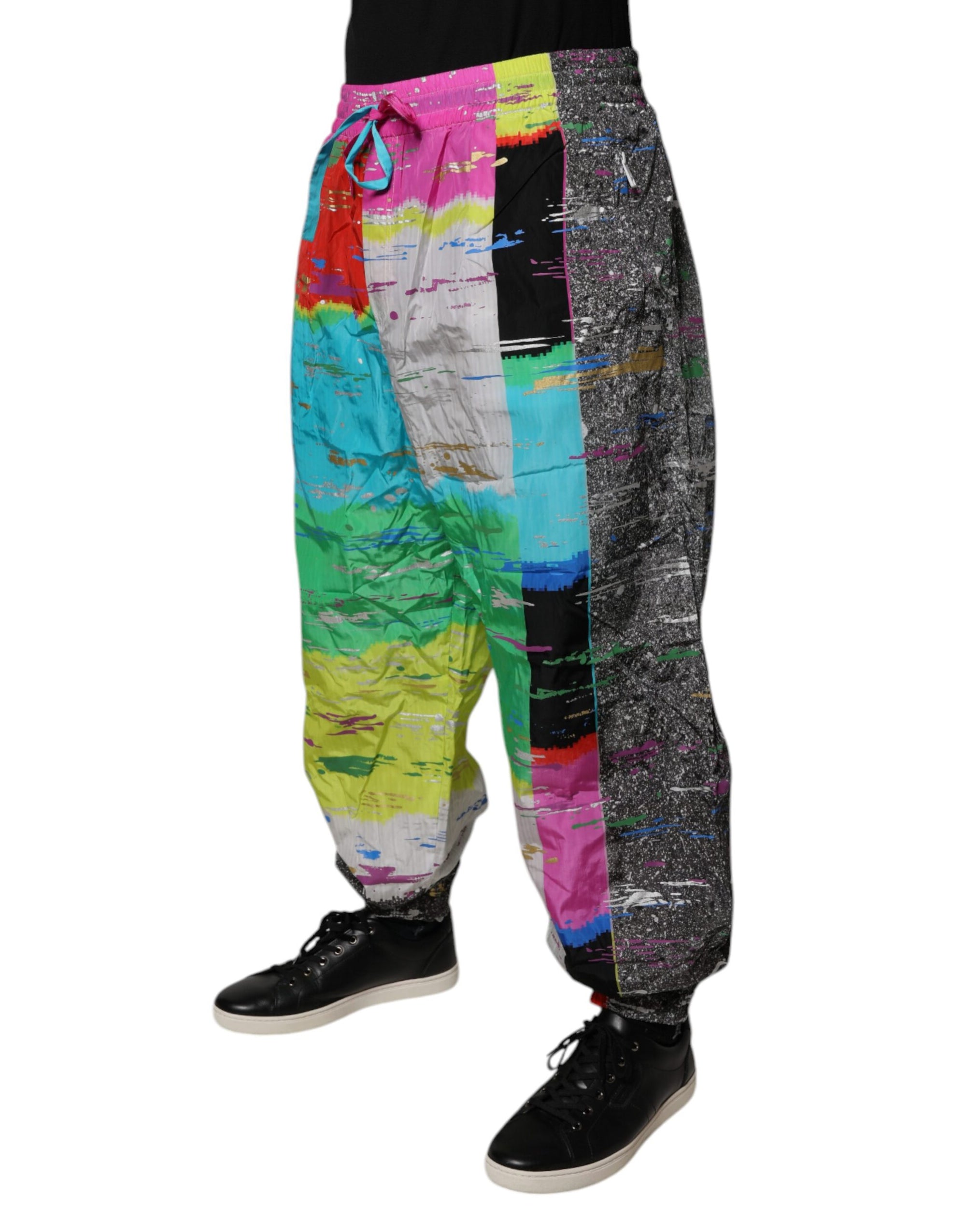 Dolce &amp; Gabbana Multicolor Patchwork Mid Waist Sweatpants Pants