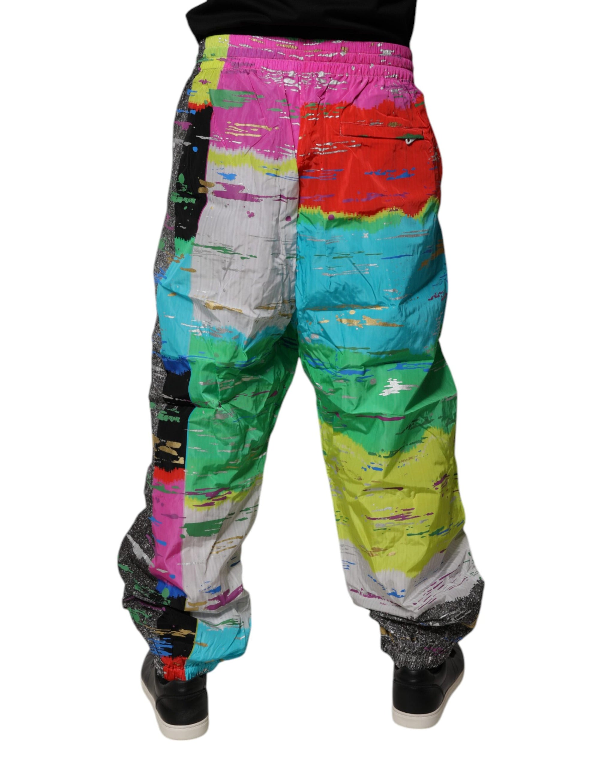 Dolce &amp; Gabbana Multicolor Patchwork Mid Waist Sweatpants Pants