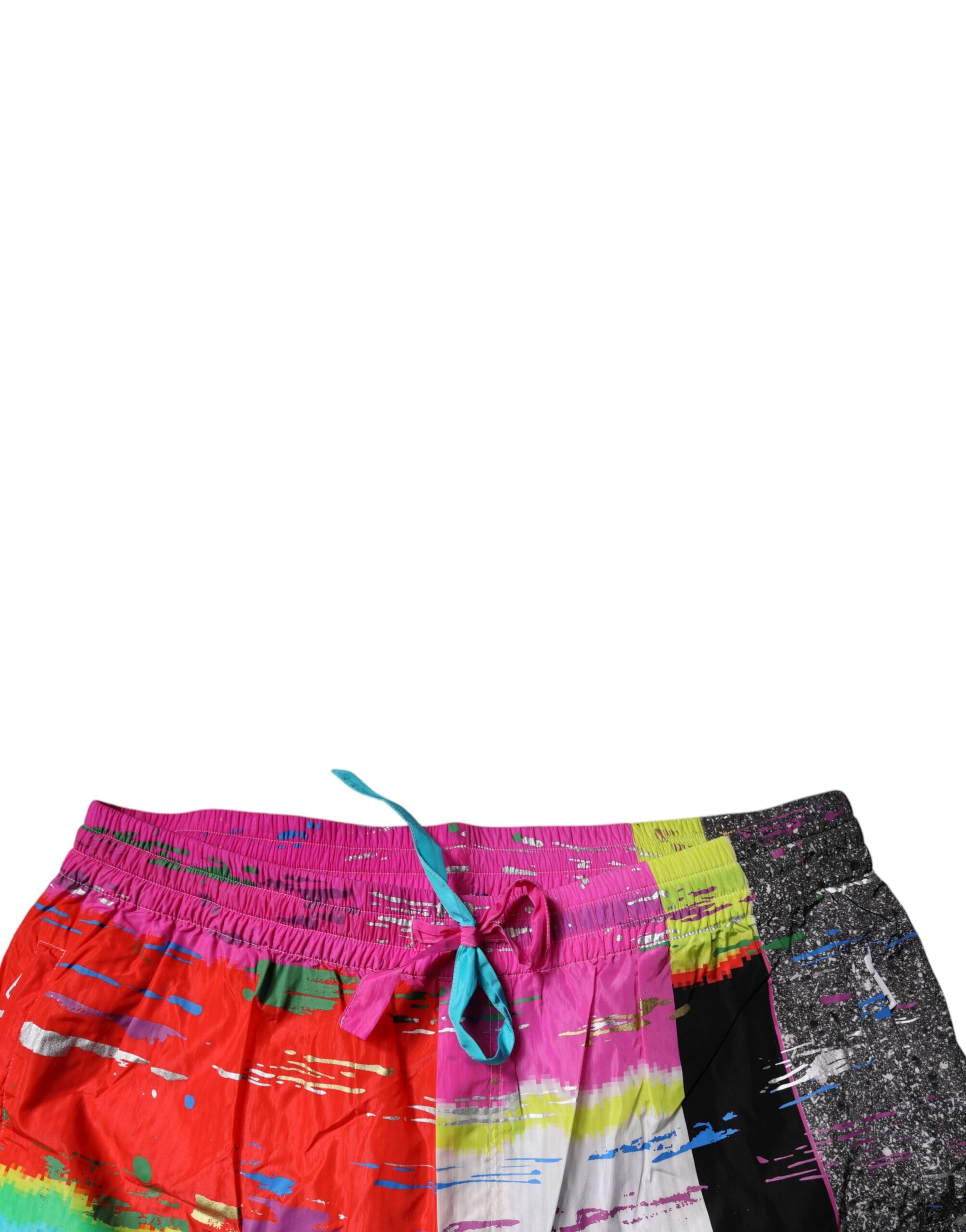 Dolce &amp; Gabbana Multicolor Patchwork Mid Waist Sweatpants Pants
