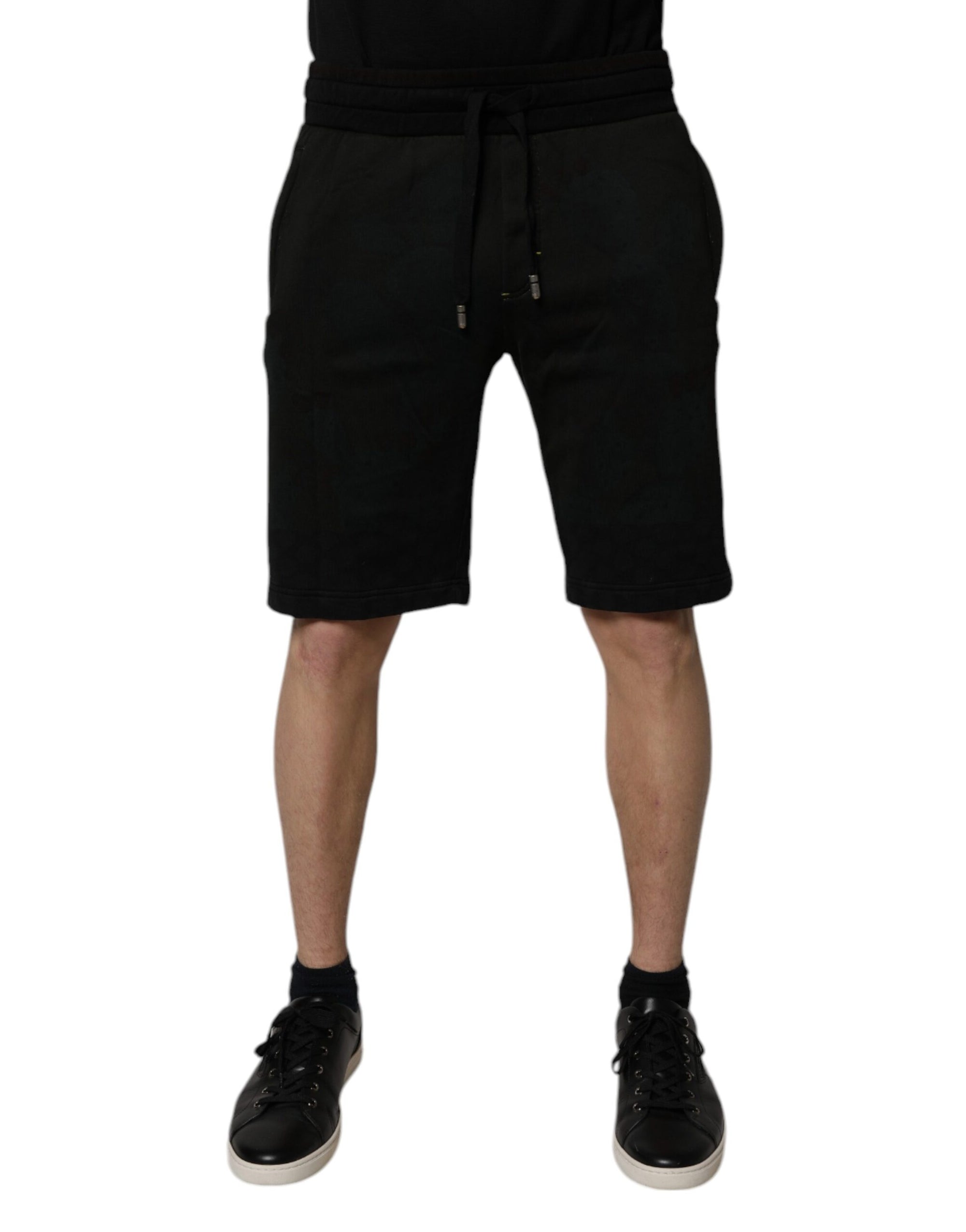 Dolce &amp; Gabbana Black Cotton Sweatshorts Men Bermuda Shorts