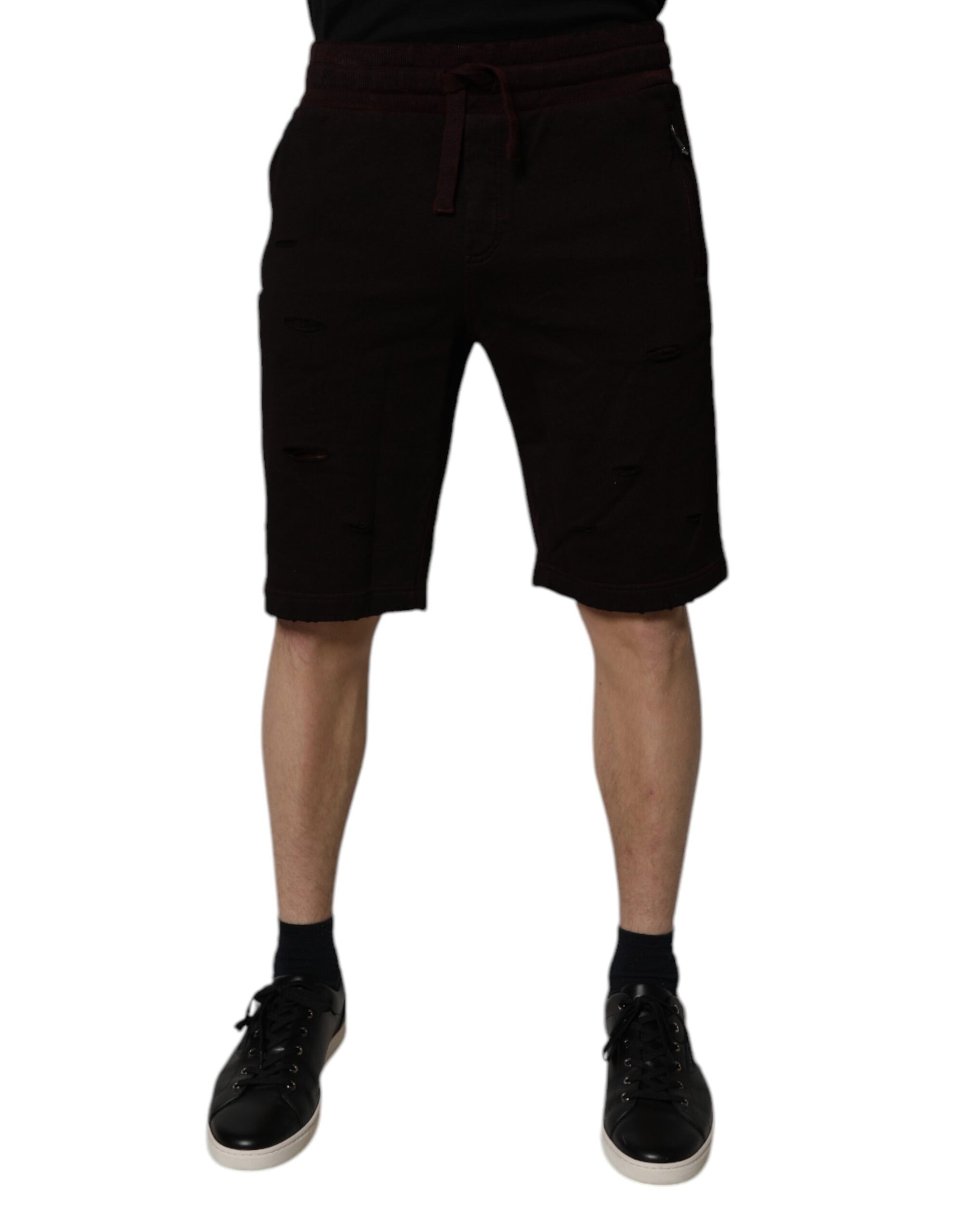Dolce &amp; Gabbana Maroon Cotton Sweatshorts Men Bermuda Shorts