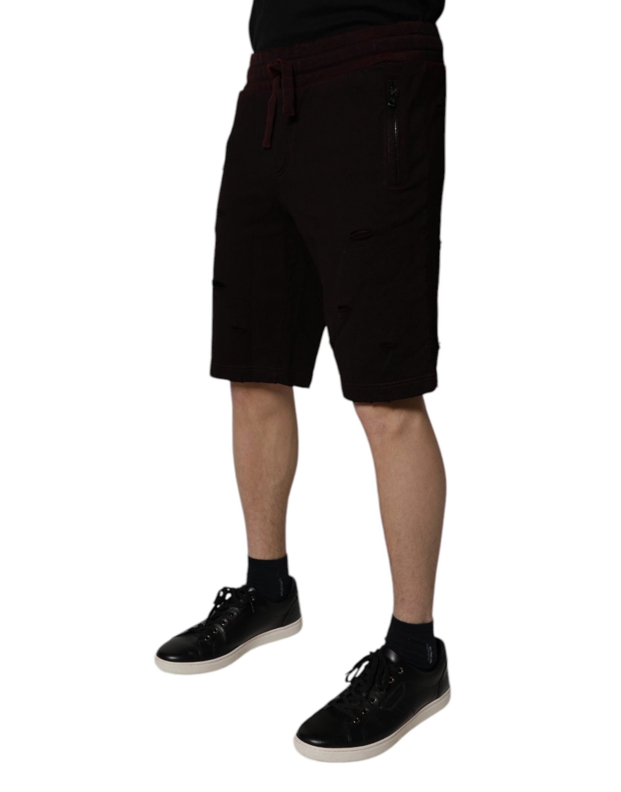 Dolce &amp; Gabbana Maroon Cotton Sweatshorts Men Bermuda Shorts