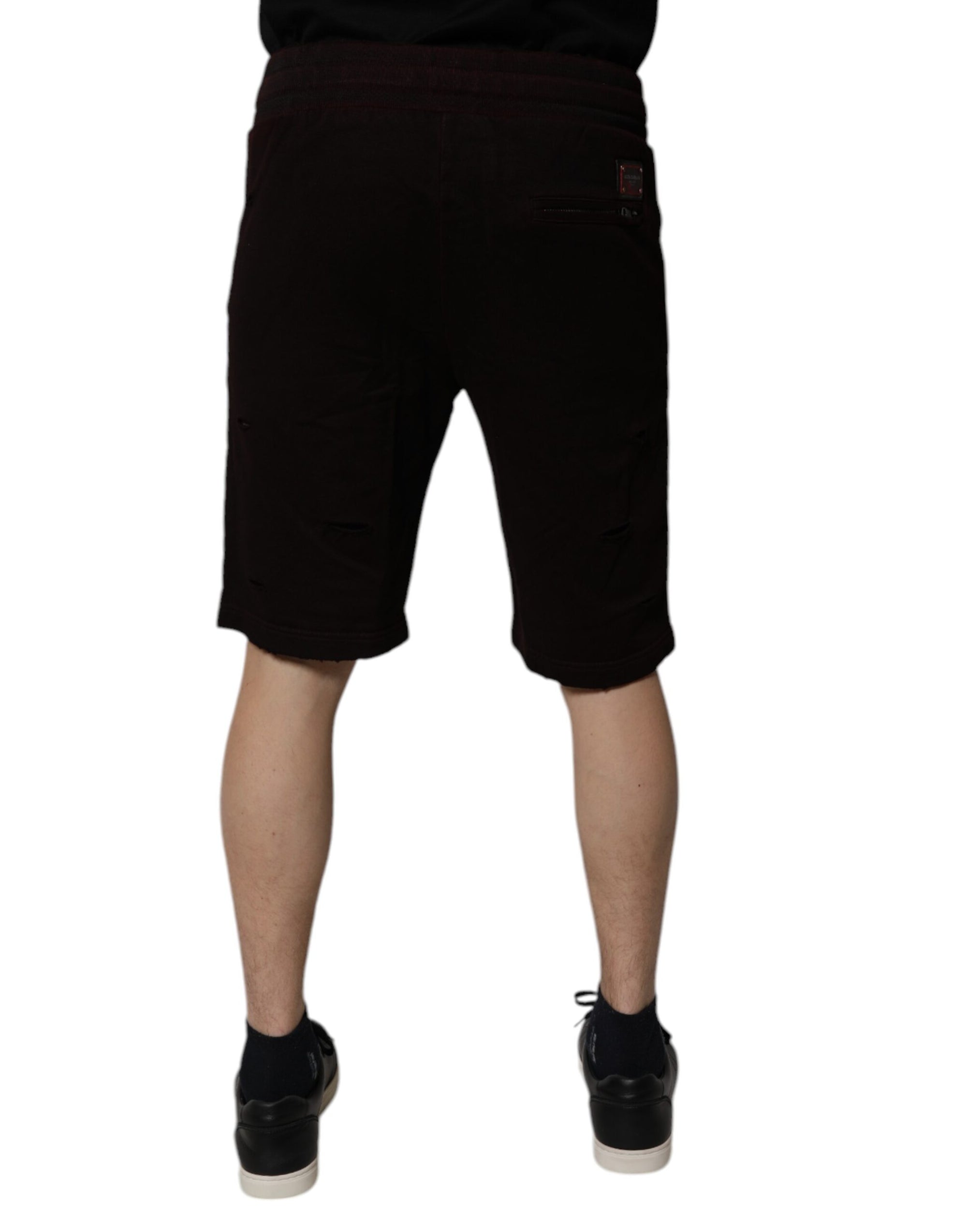 Dolce &amp; Gabbana Maroon Cotton Sweatshorts Men Bermuda Shorts