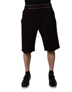 Dolce &amp; Gabbana Maroon Cotton Logo Plaque Men Bermuda Shorts