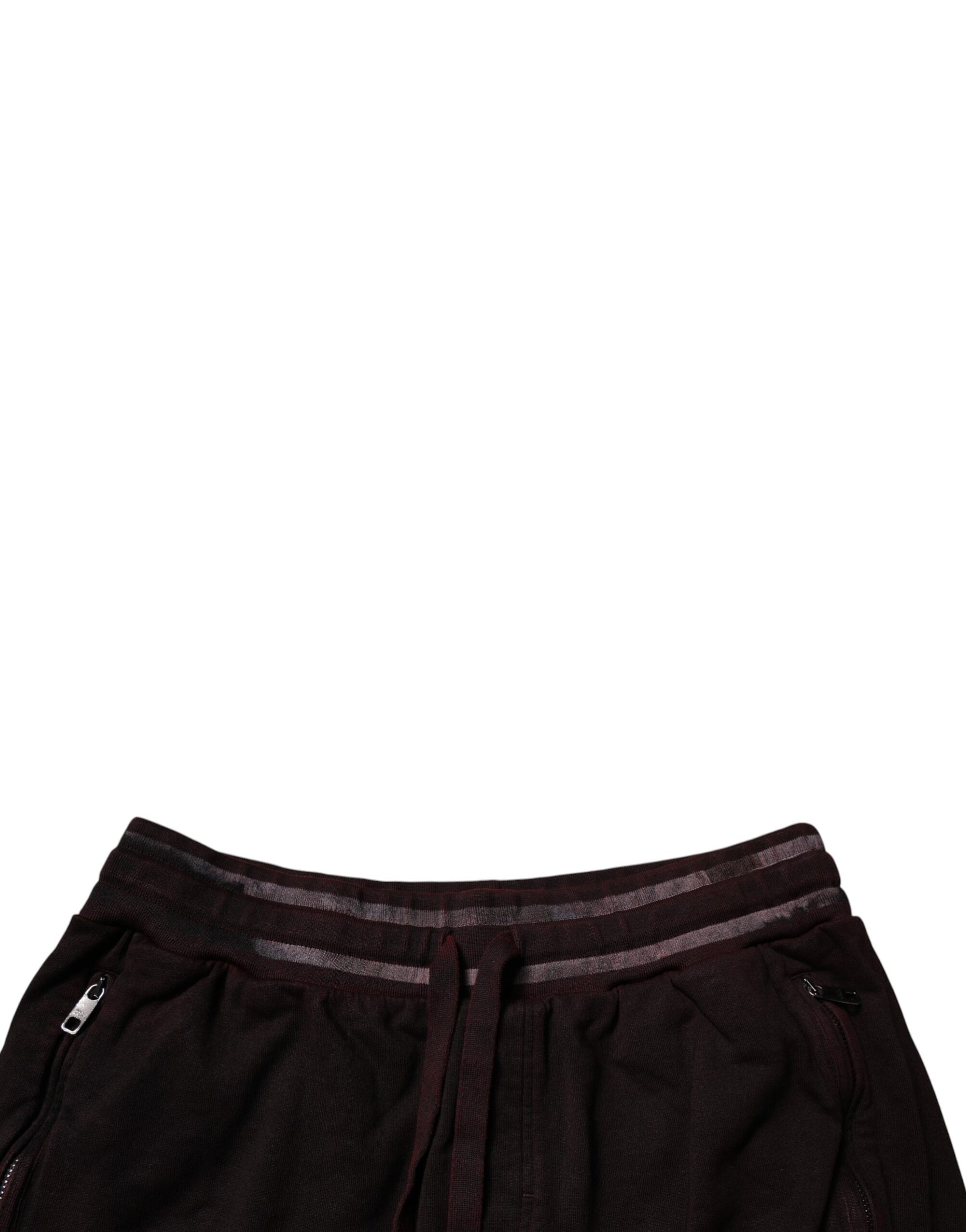 Dolce &amp; Gabbana Maroon Cotton Logo Plaque Men Bermuda Shorts