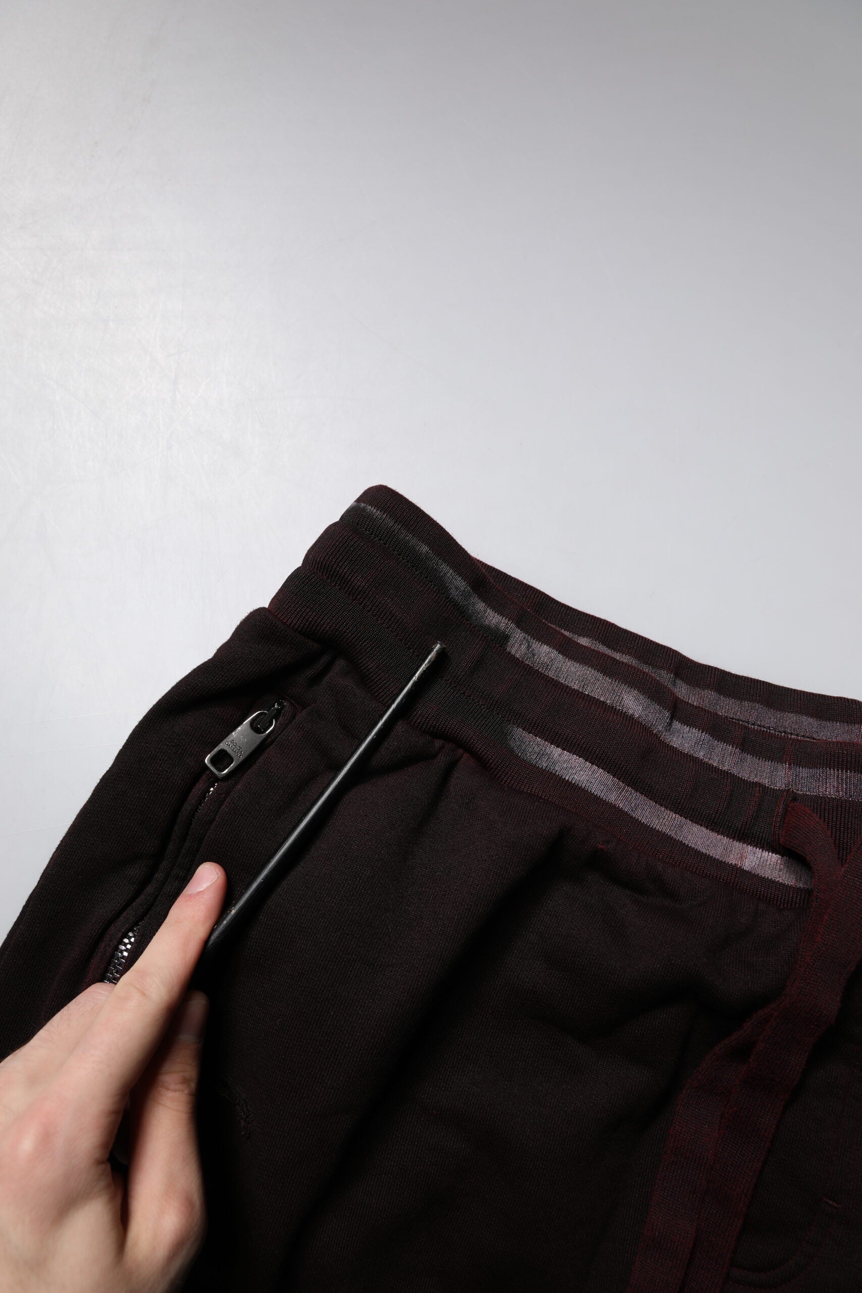 Dolce &amp; Gabbana Maroon Cotton Logo Plaque Men Bermuda Shorts