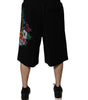 Dolce &amp; Gabbana Black Cotton Logo Floral Print Bermuda Shorts
