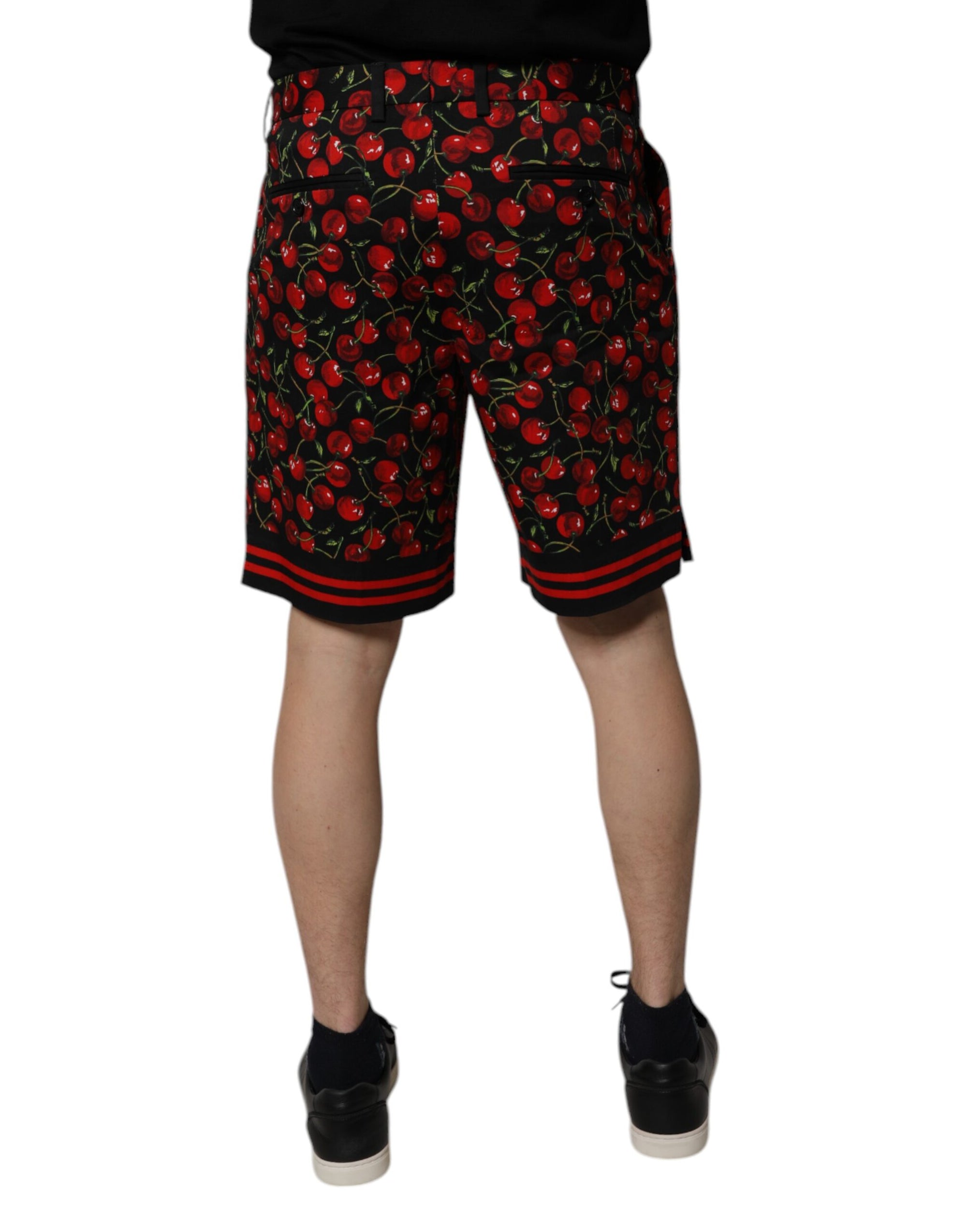 Bermuda en coton imprimé cerises noires et rouges Dolce &amp; Gabbana