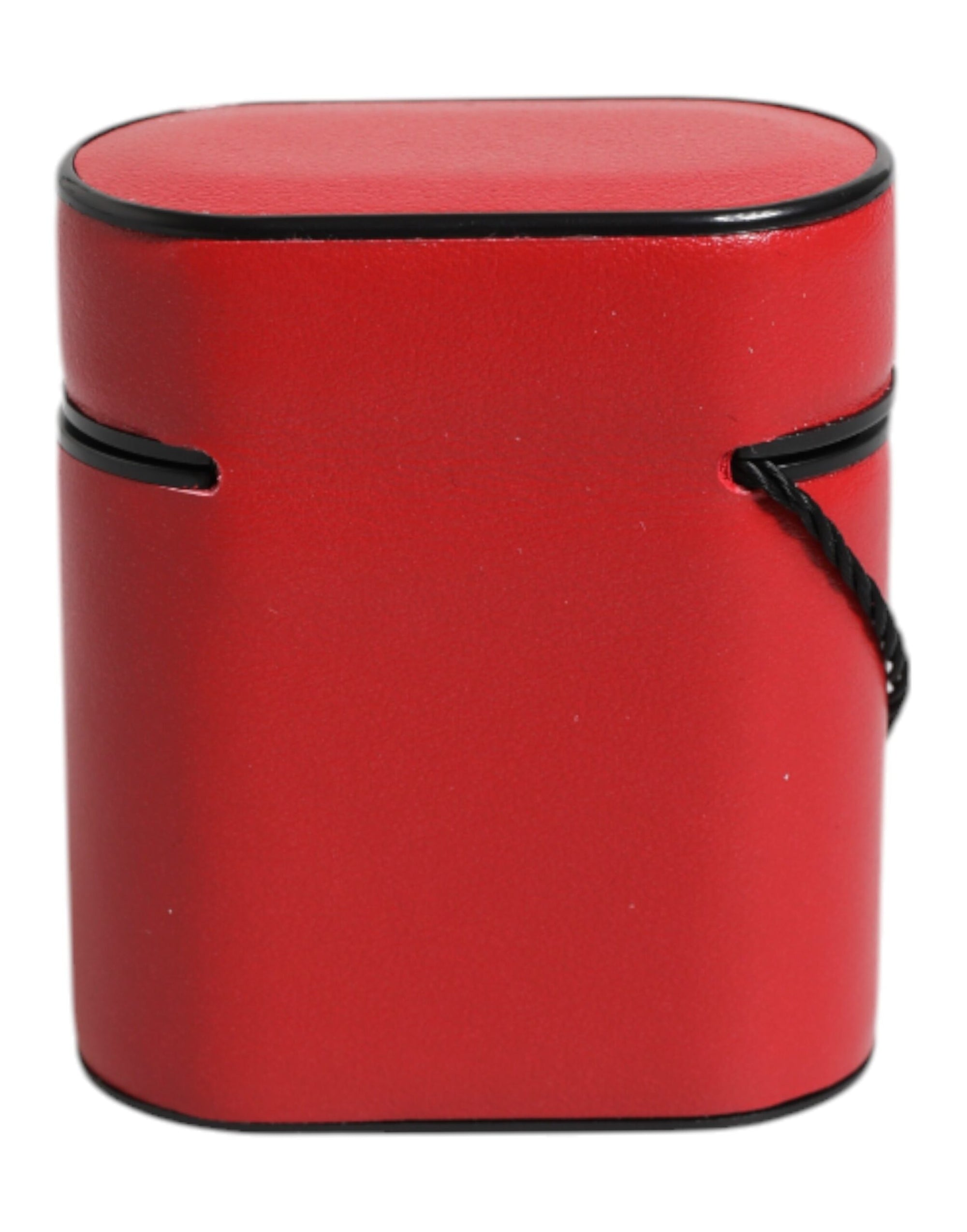 Étui à rabat pour Airpods Dolce & Gabbana en cuir de veau rouge avec logo imprimé