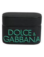 Étui pour Airpods Dolce & Gabbana en silicone noir et orange avec logo en relief