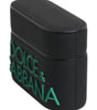Étui pour Airpods Dolce & Gabbana en silicone noir et orange avec logo en relief