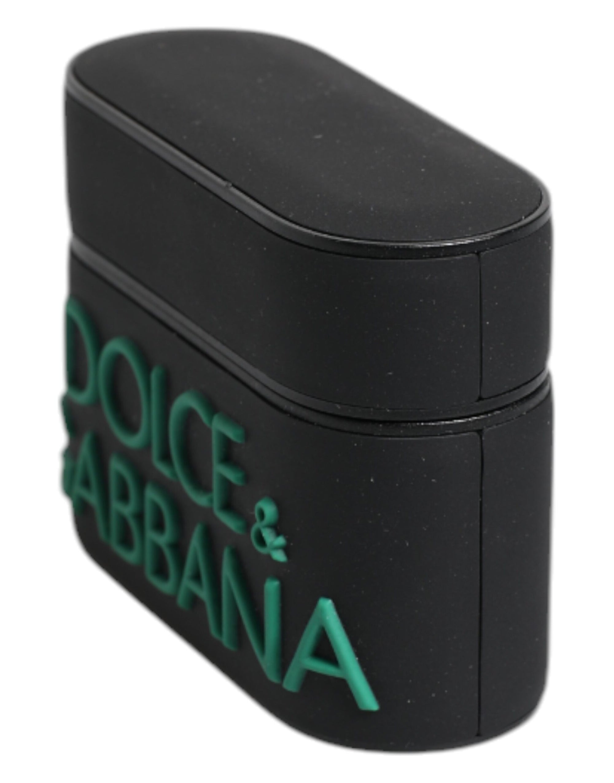 Étui pour Airpods Dolce & Gabbana en silicone noir et orange avec logo en relief