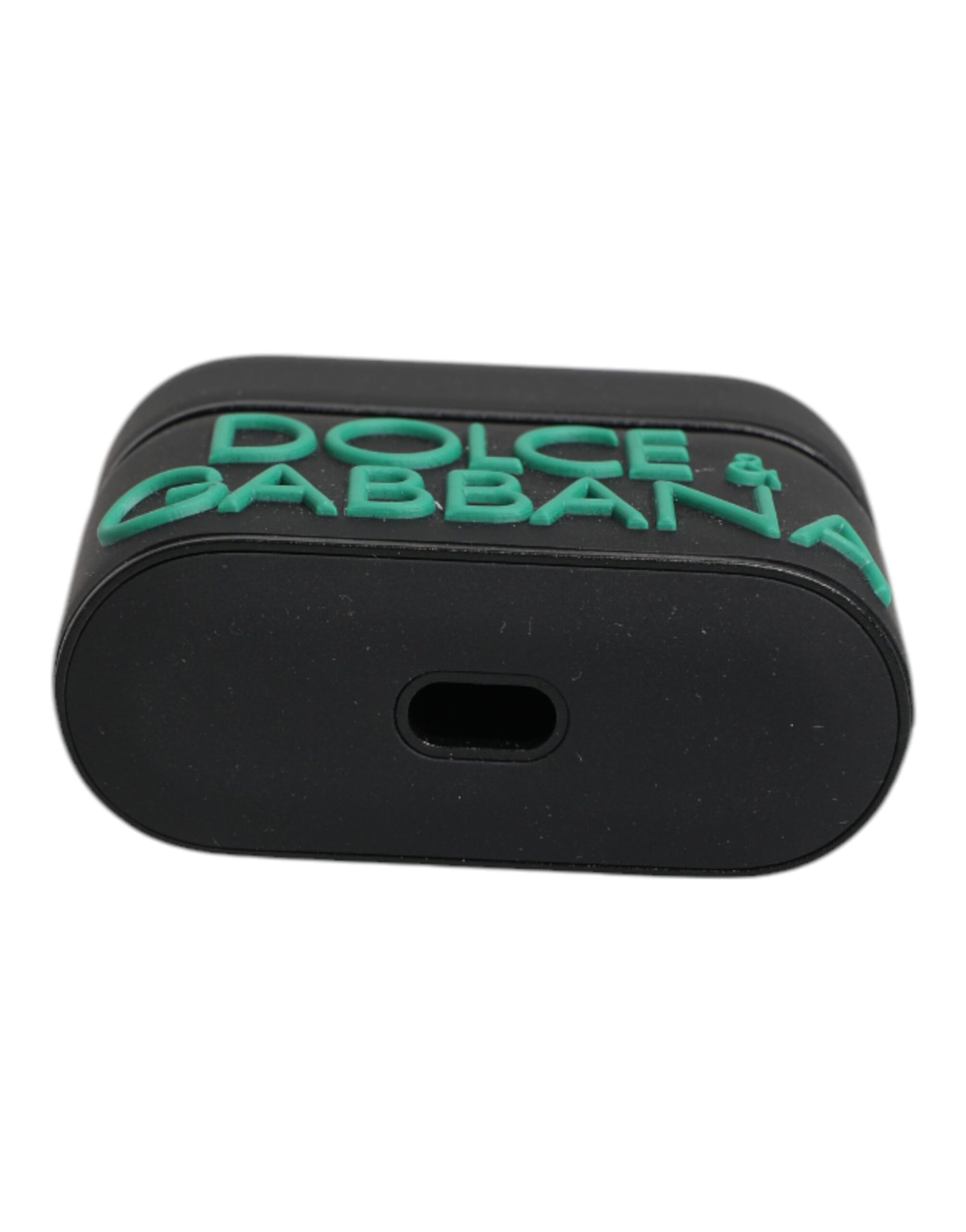Étui pour Airpods Dolce & Gabbana en silicone noir et orange avec logo en relief