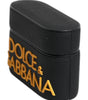 Dolce & Gabbana Black Yellow Silicone Embossed Logo Airpods Case