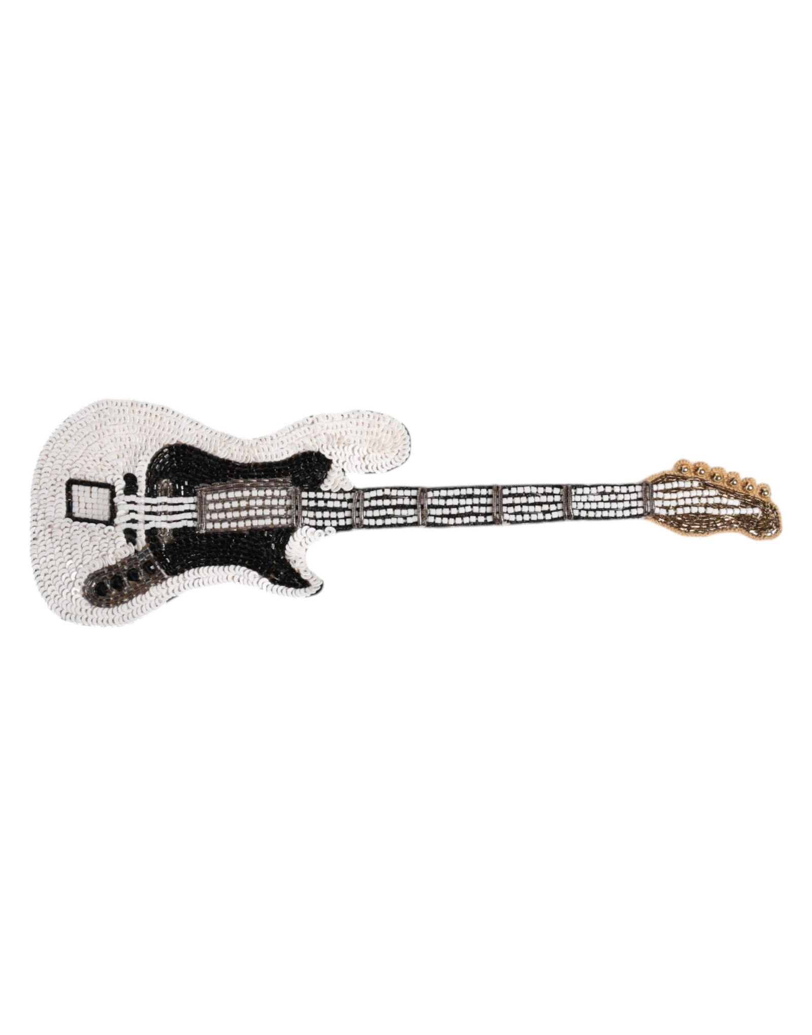 Broche guitare perlée en laiton doré avec logo Dolce &amp; Gabbana