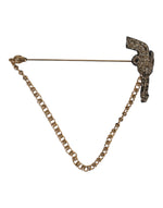 Dolce &amp; Gabbana Black Gold Brass Copper Revolver Brooch Lapel Pin