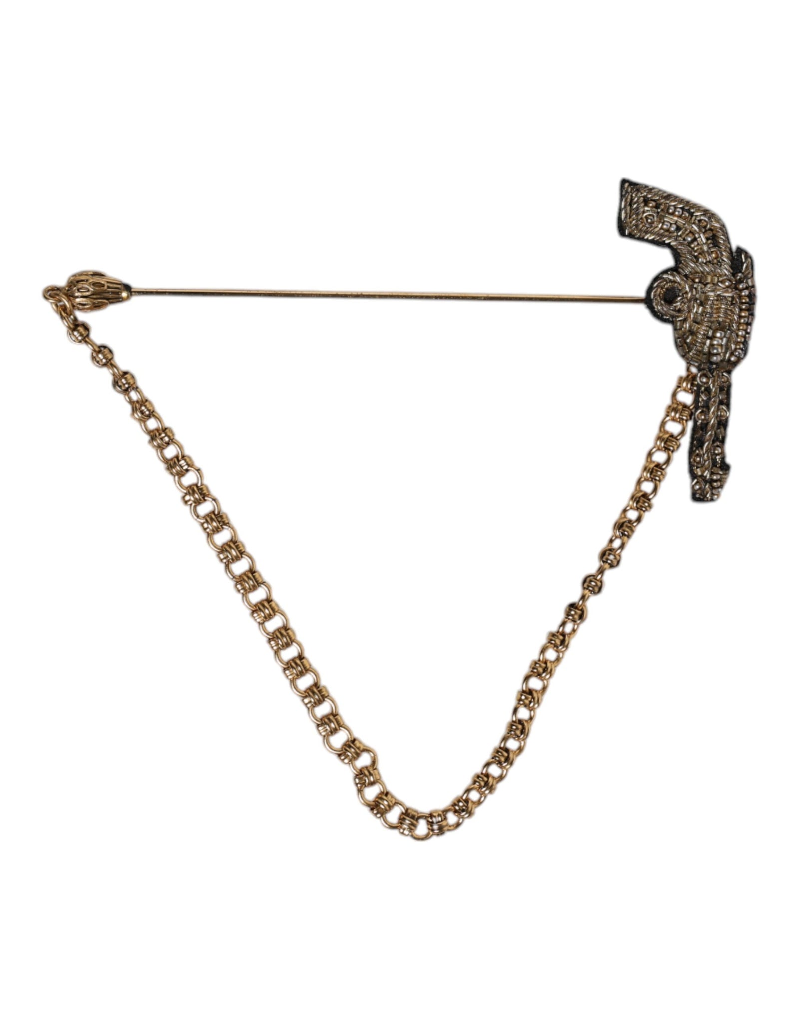 Broche revolver Dolce &amp; Gabbana en laiton doré noir et cuivre