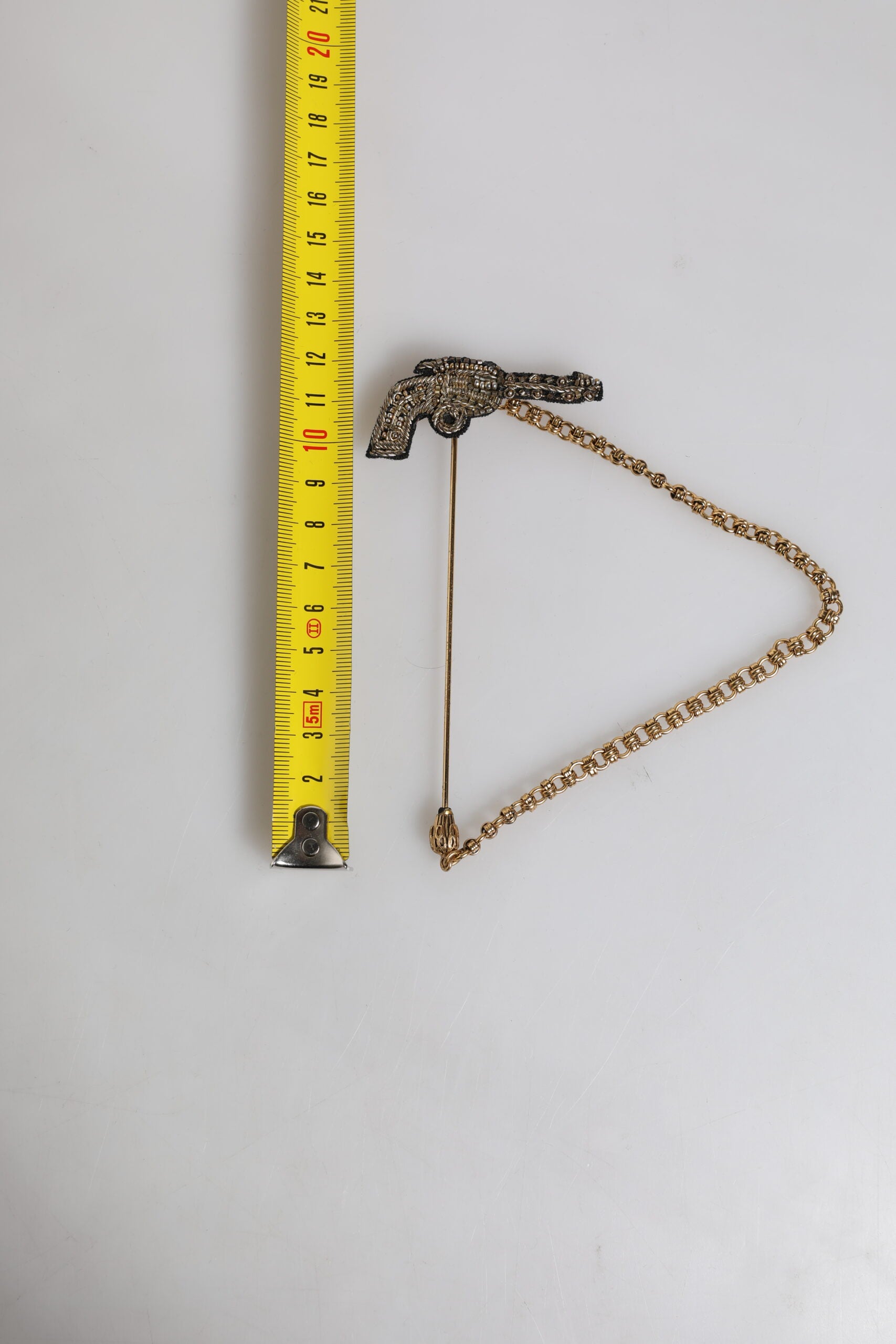 Dolce &amp; Gabbana Black Gold Brass Copper Revolver Brooch Lapel Pin