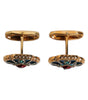 Dolce & Gabbana Gold Brass Blue Enameled Flower Cufflink