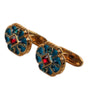 Dolce & Gabbana Gold Brass Blue Enameled Flower Cufflink